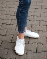 White Oxford Wide Barefoot Patent Leather Handmade Shoes Oxford Leather Outsole