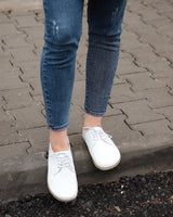White Oxford Wide Barefoot Patent Leather Handmade Shoes Oxford Leather Outsole