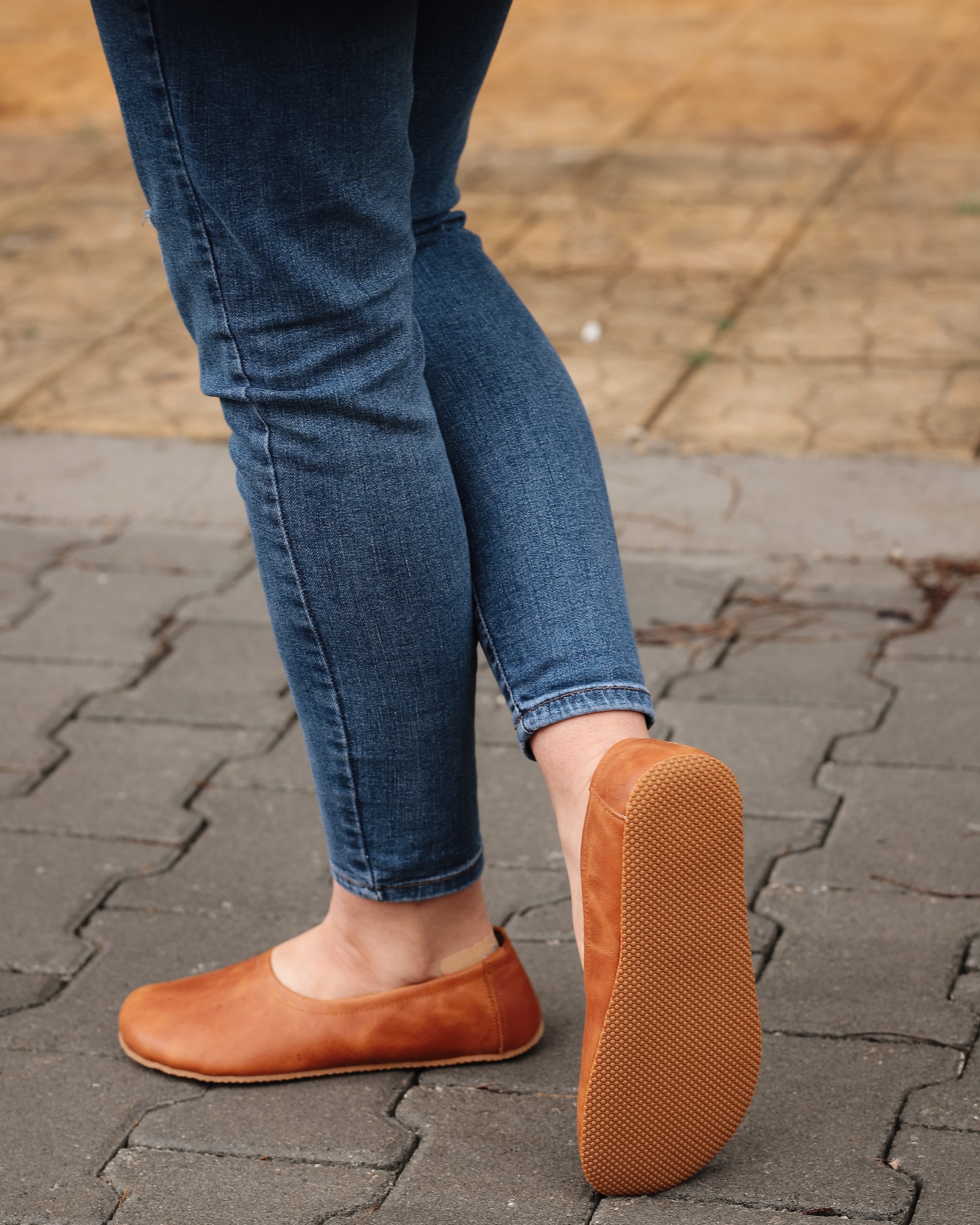 Honey Camel Women Flat Ballets Wide Barefoot Crazy Leather Handmade