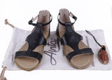 Black Women Buckle Slipper Wide Barefoot Smooth Leather Handmade Women Slipper