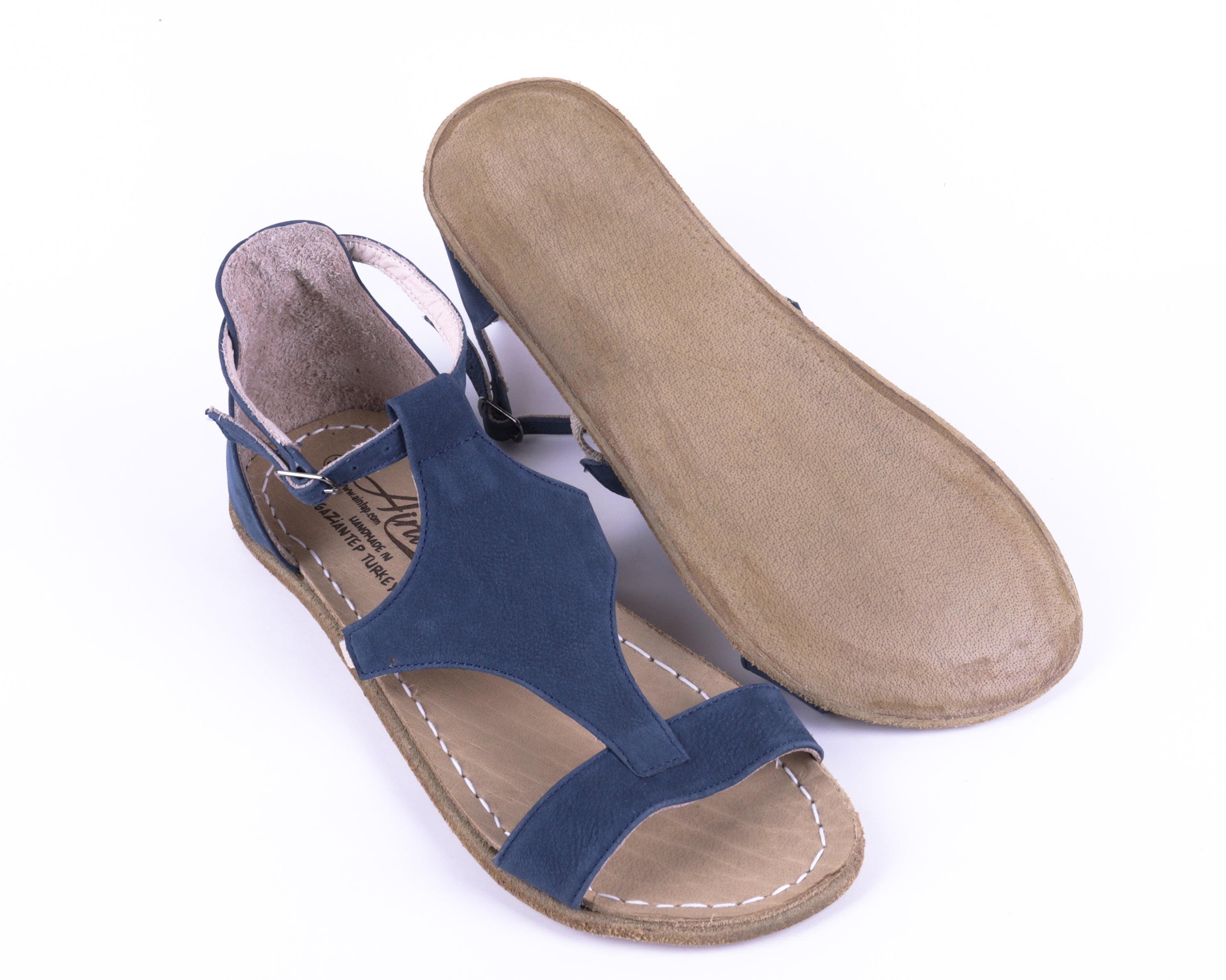 Jeans Women Buckle Slipper Wide Barefoot Nubuck Leather Handmade 