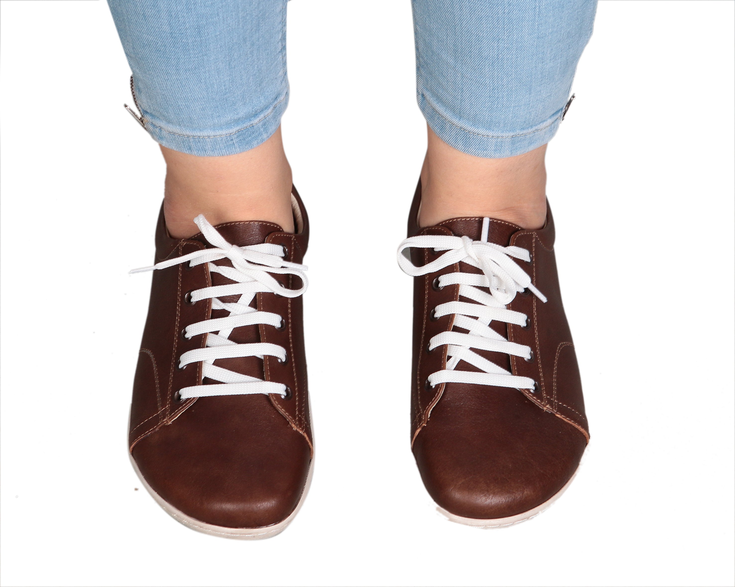 Dark Brown SNEAKER Wide Barefoot Shoes Smooth Leather Handmade 6mm Rubber Outsole 