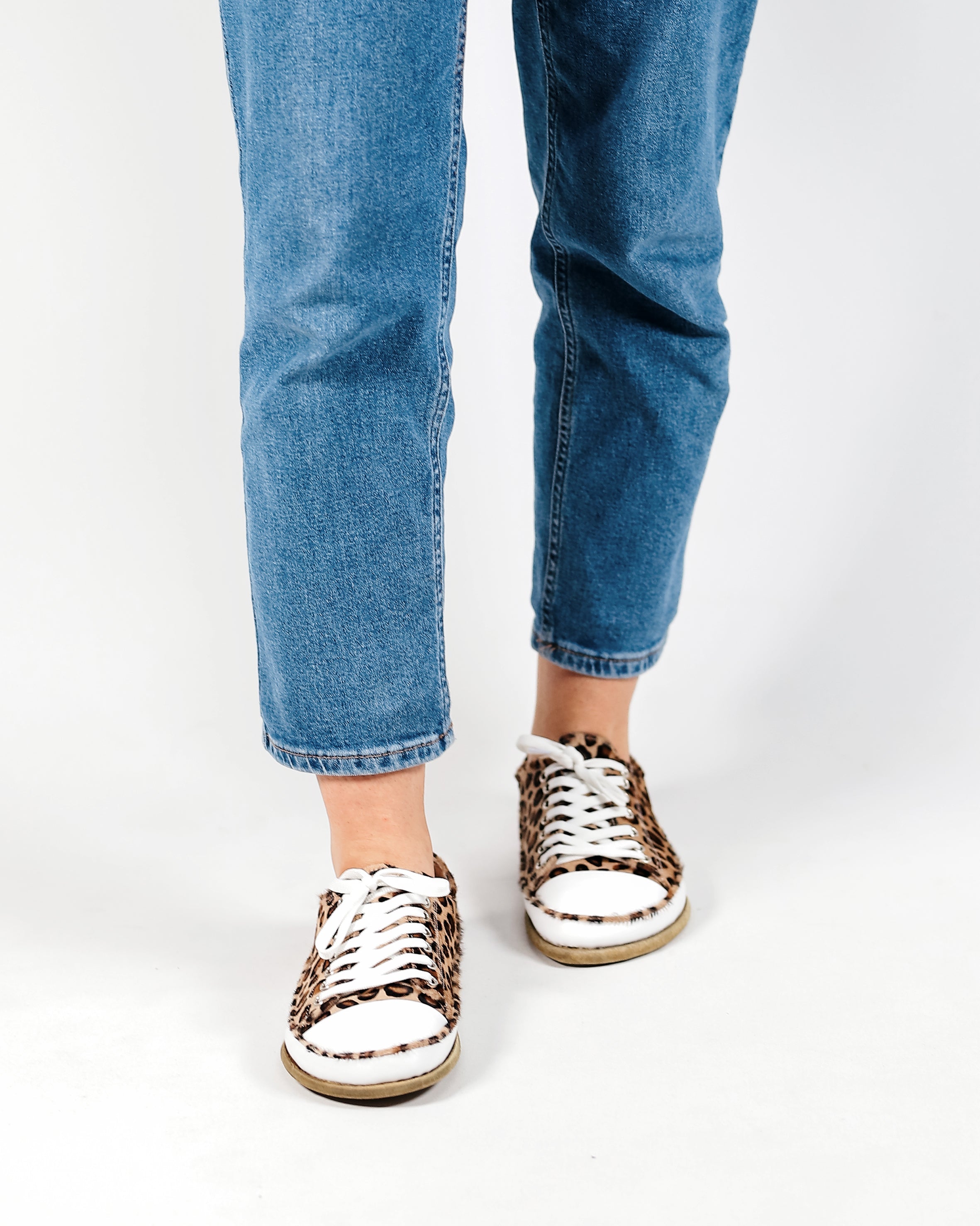 Leopard Converse Style Wide Barefoot Smooth Leather Handmade Shoes 