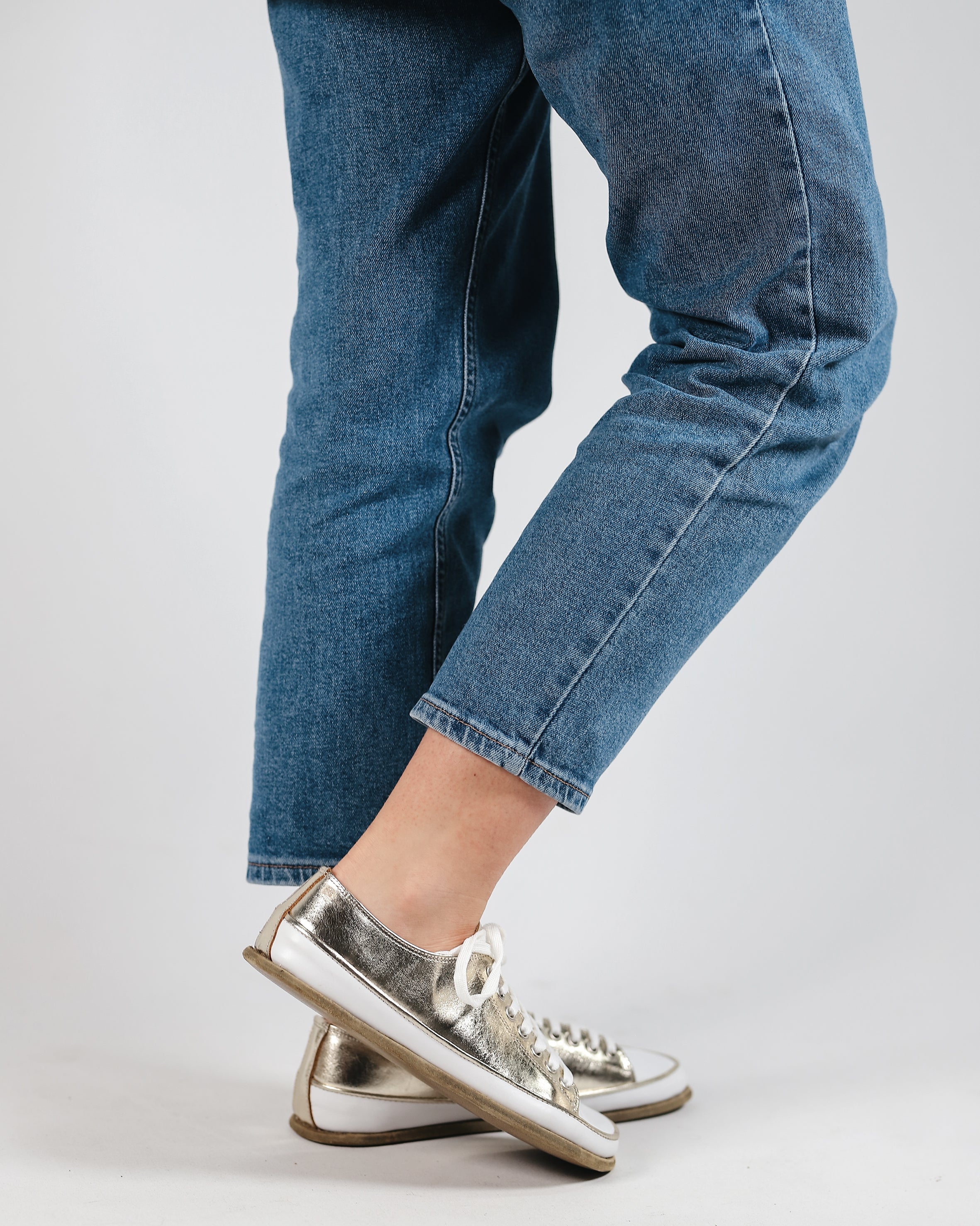 Gold Converse Style Wide Barefoot Smooth Leather Handmade Shoes 