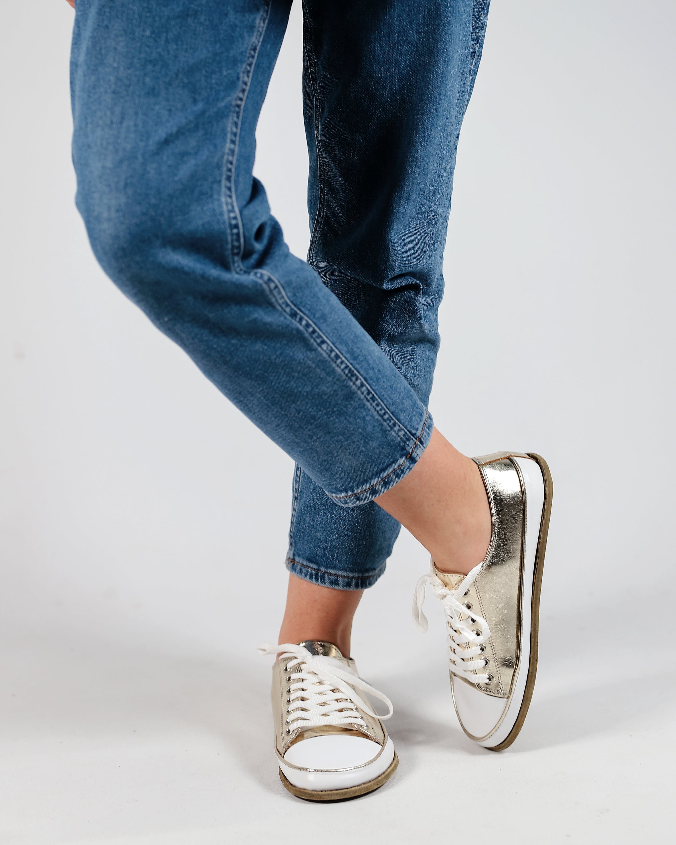 Gold Converse Style Wide Barefoot Smooth Leather Handmade Shoes 