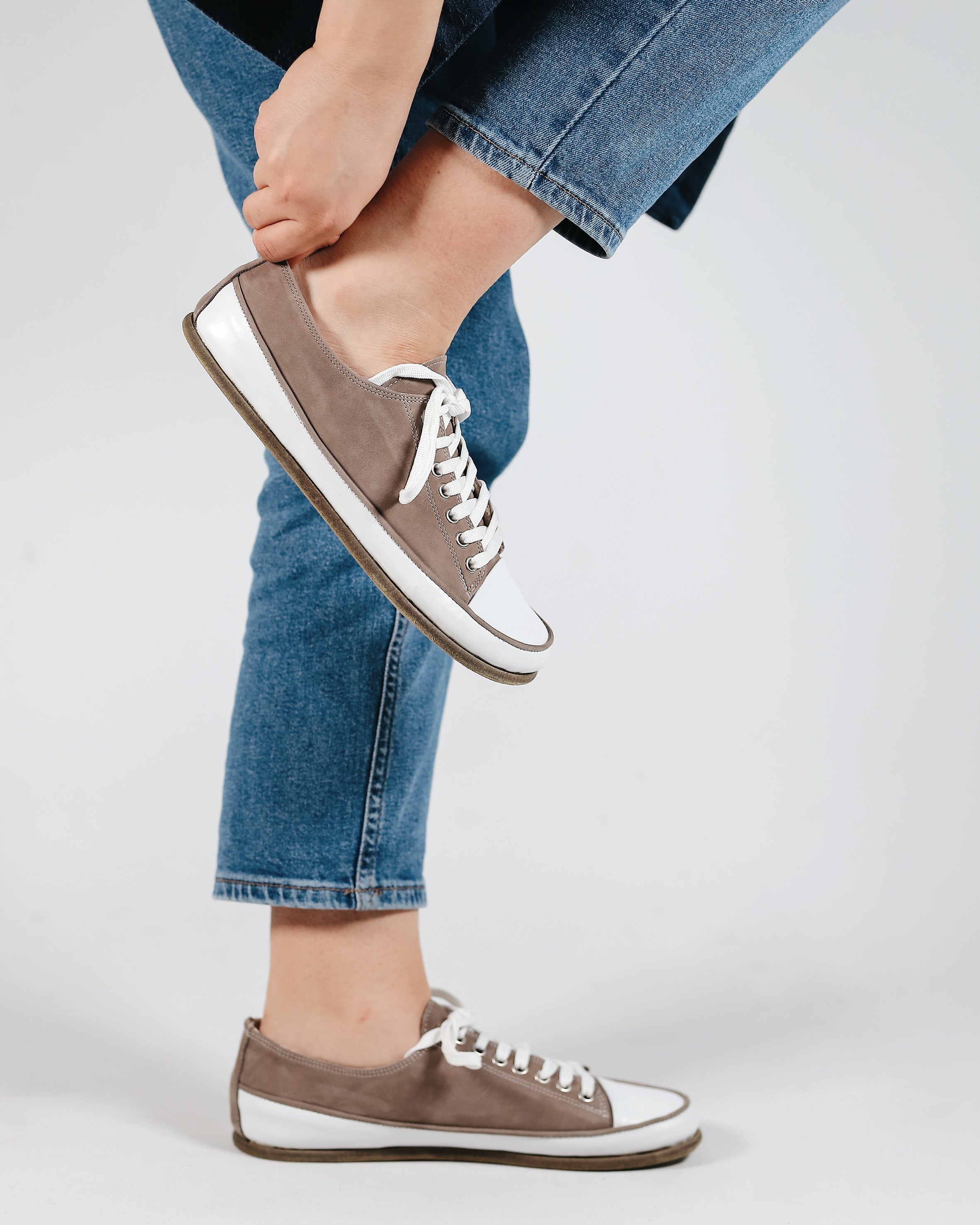 Smoked Converse Style Wide Barefoot Nubuck Leather Handmade Shoes 