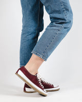 Burgundy Converse Style Wide Barefoot Nubuck Leather Handmade Shoes 