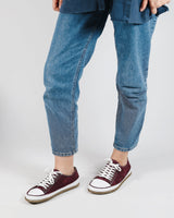 Burgundy Converse Style Wide Barefoot Nubuck Leather Handmade Shoes 