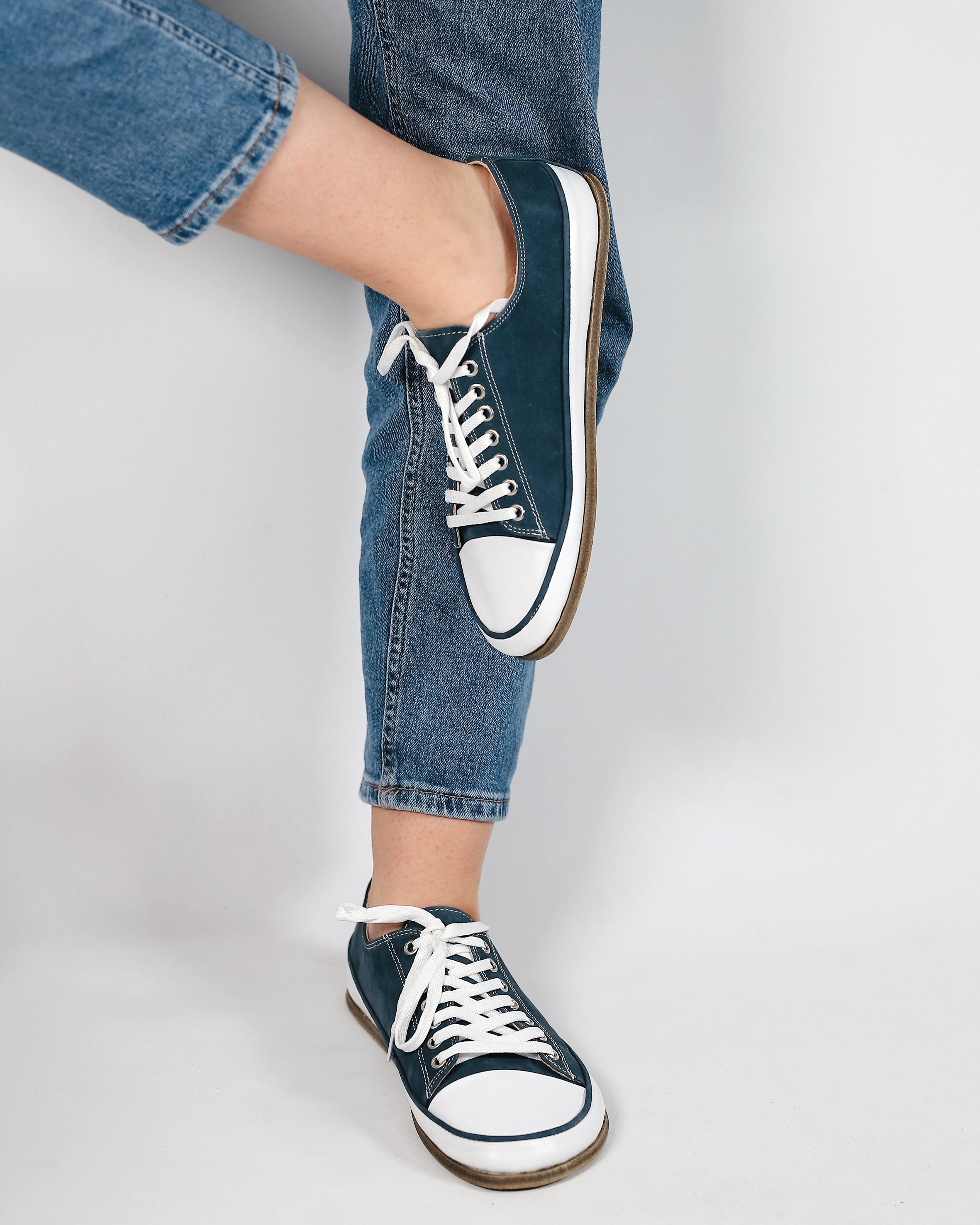 Jeans Converse Style Wide Barefoot Nubuck Leather Handmade Shoes 