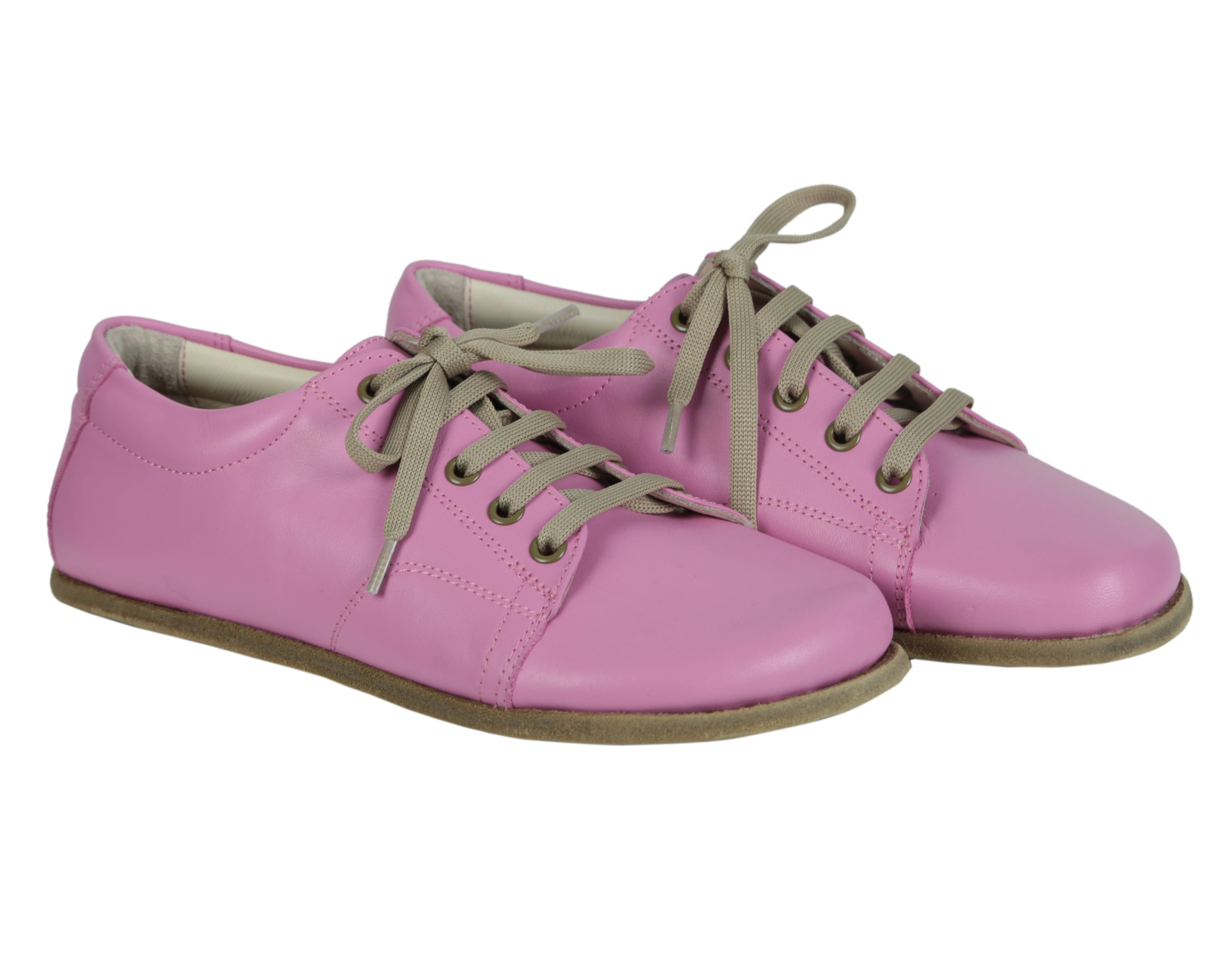 Pink Sneaker Wide Barefoot Smooth Leather Handmade Shoes 
