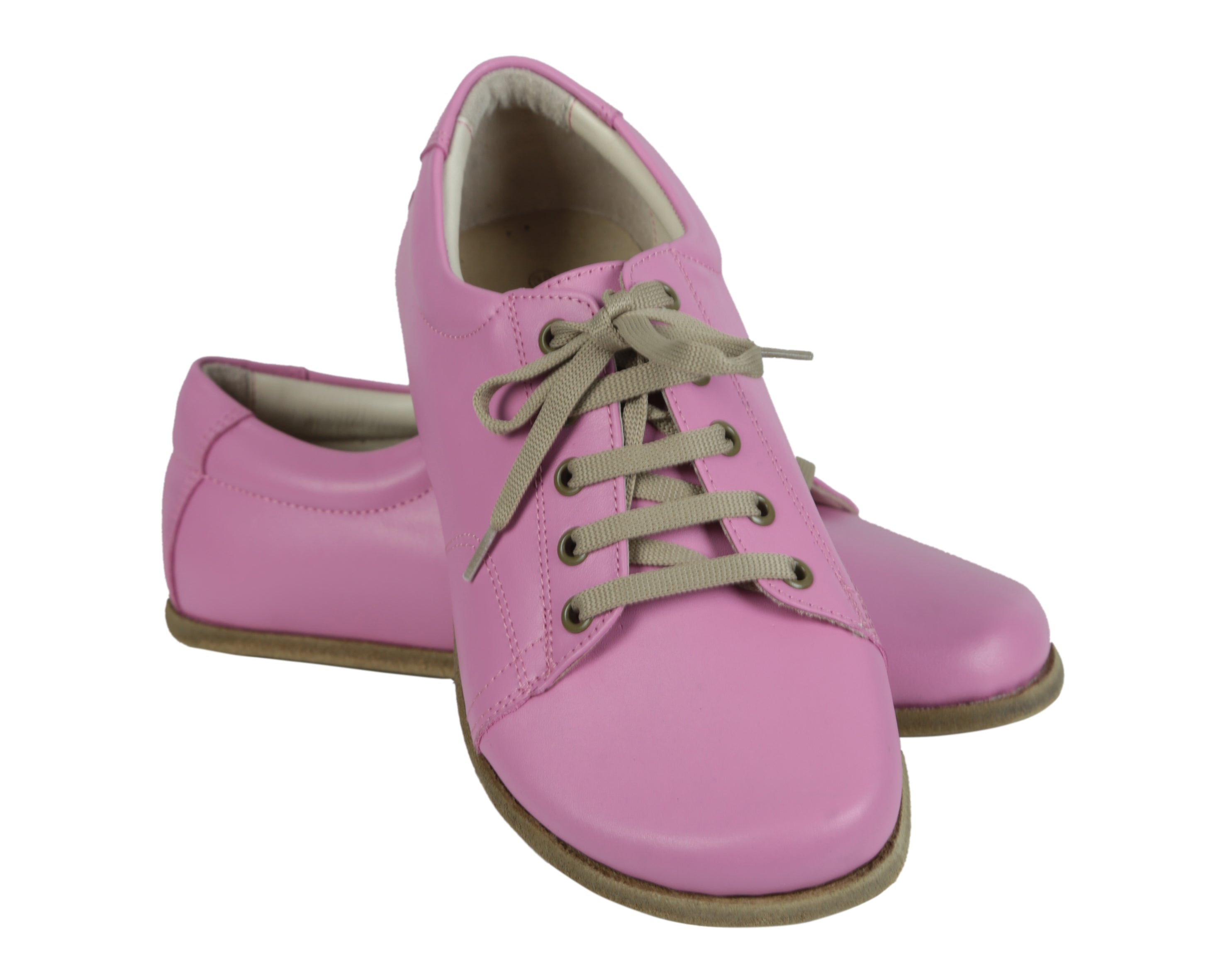 Pink Sneaker Wide Barefoot Smooth Leather Handmade Shoes