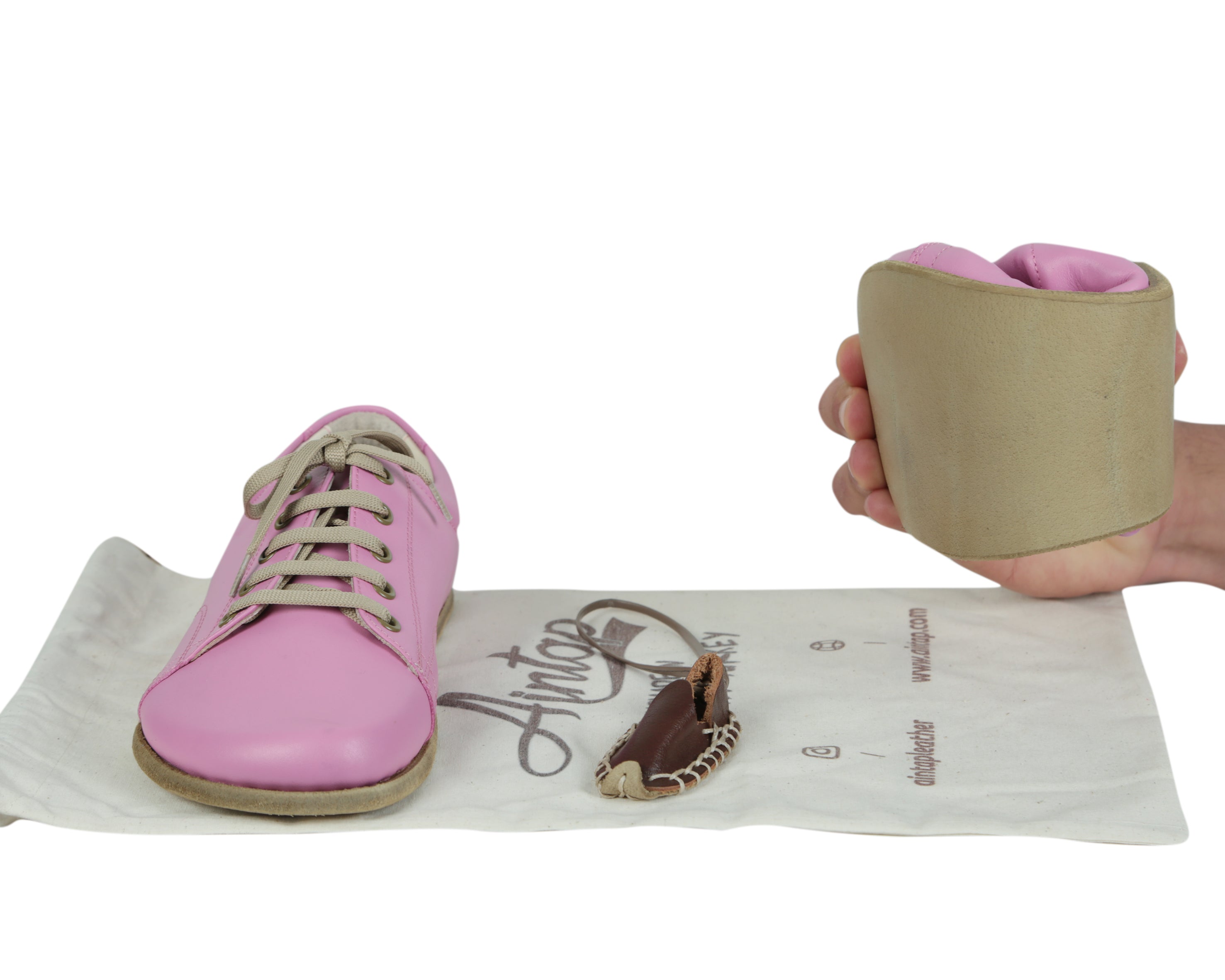 Pink Sneaker Wide Barefoot Smooth Leather Handmade Shoes