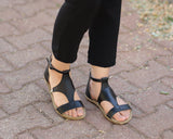 Black Women Buckle Slipper Wide Barefoot Smooth Leather Handmade Women Slipper