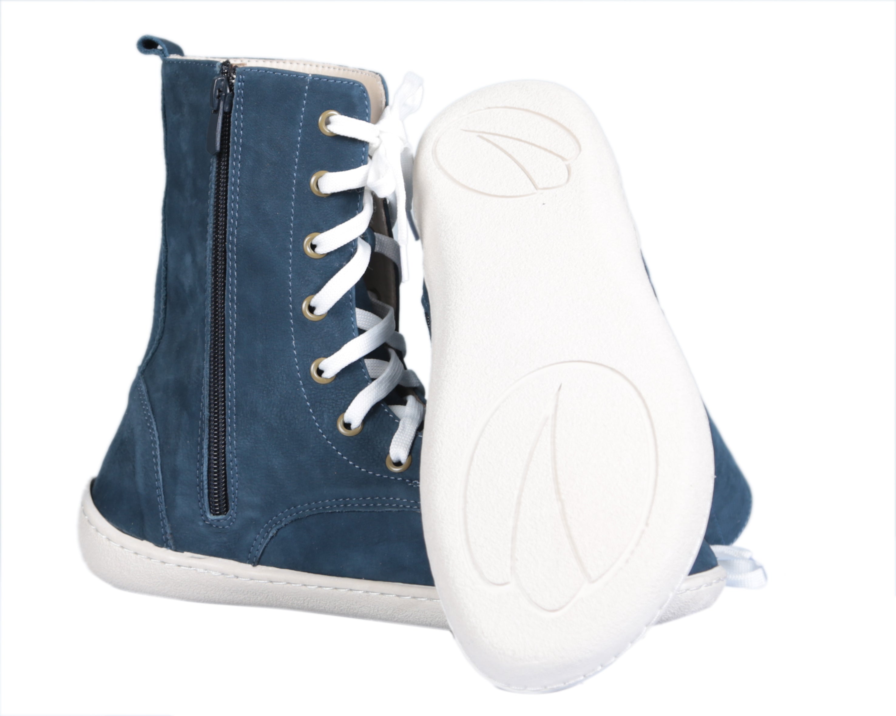 Jeans Long Zipper Boots Wide Barefoot Shoes Nubuck Leather Handmade Rubber Outsole 