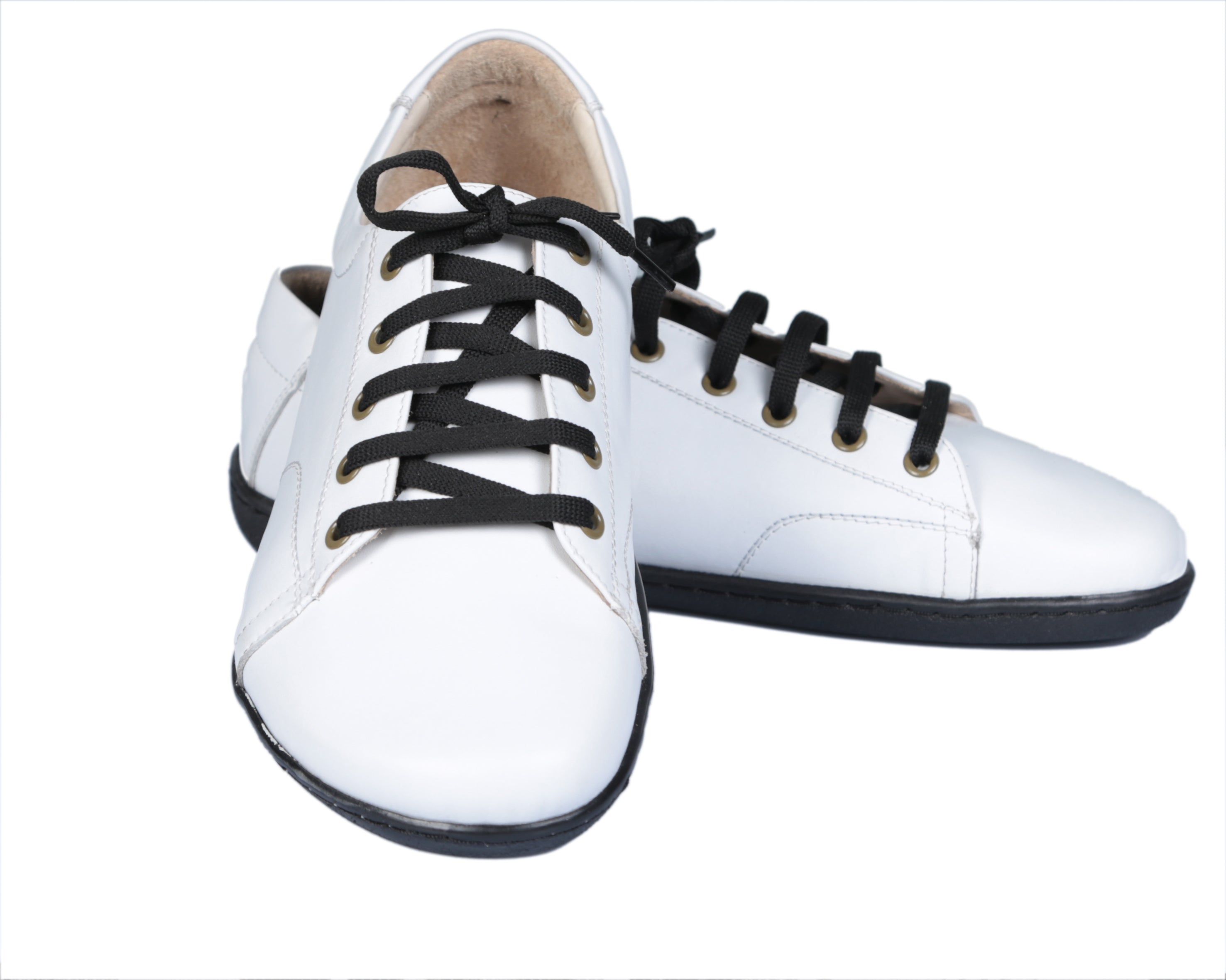 White SNEAKER Wide Barefoot Shoes Smooth Leather Handmade 6mm Rubber Outsole