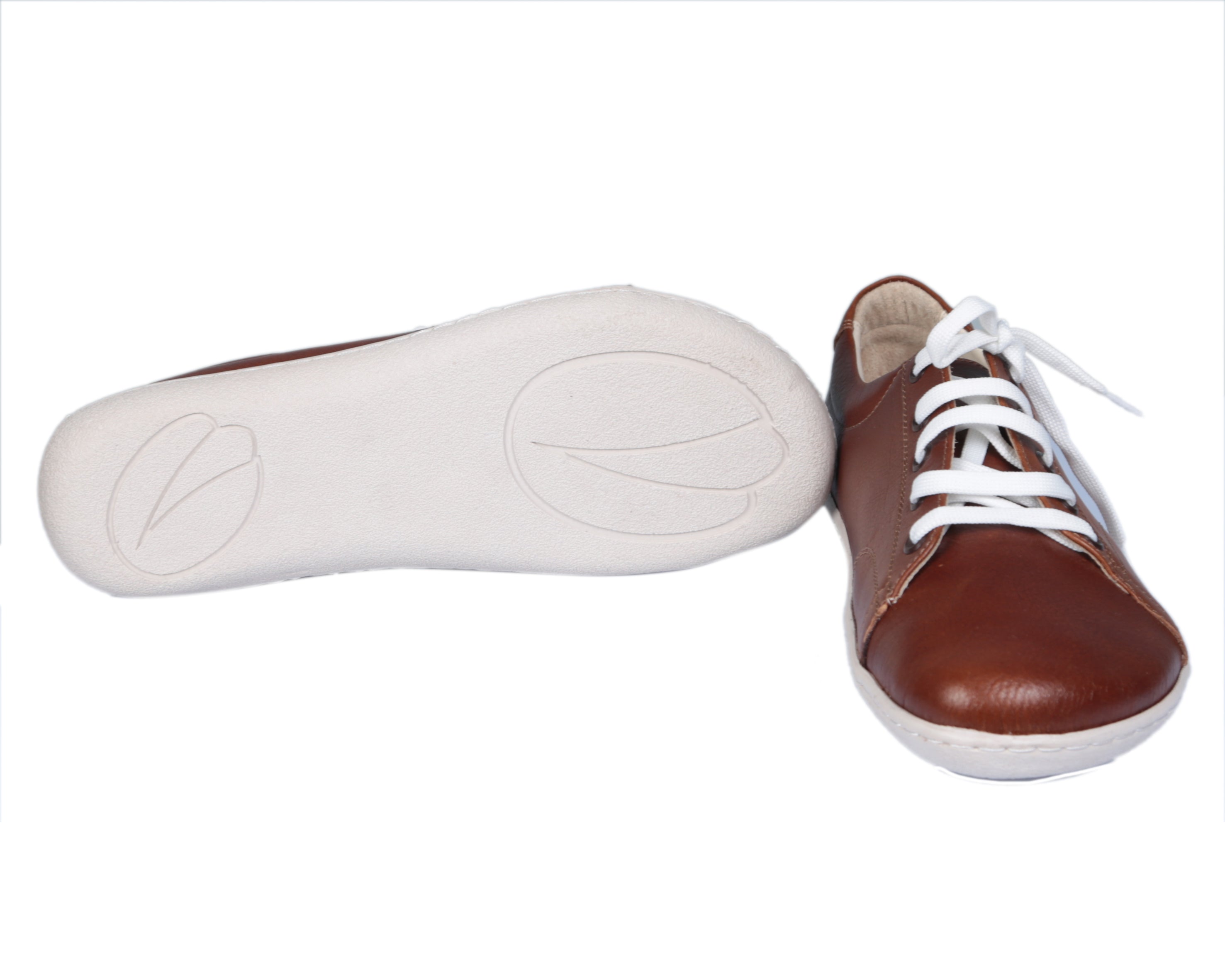 Brown SNEAKER Wide Barefoot Shoes Smooth Leather Handmade 6mm Rubber Outsole 
