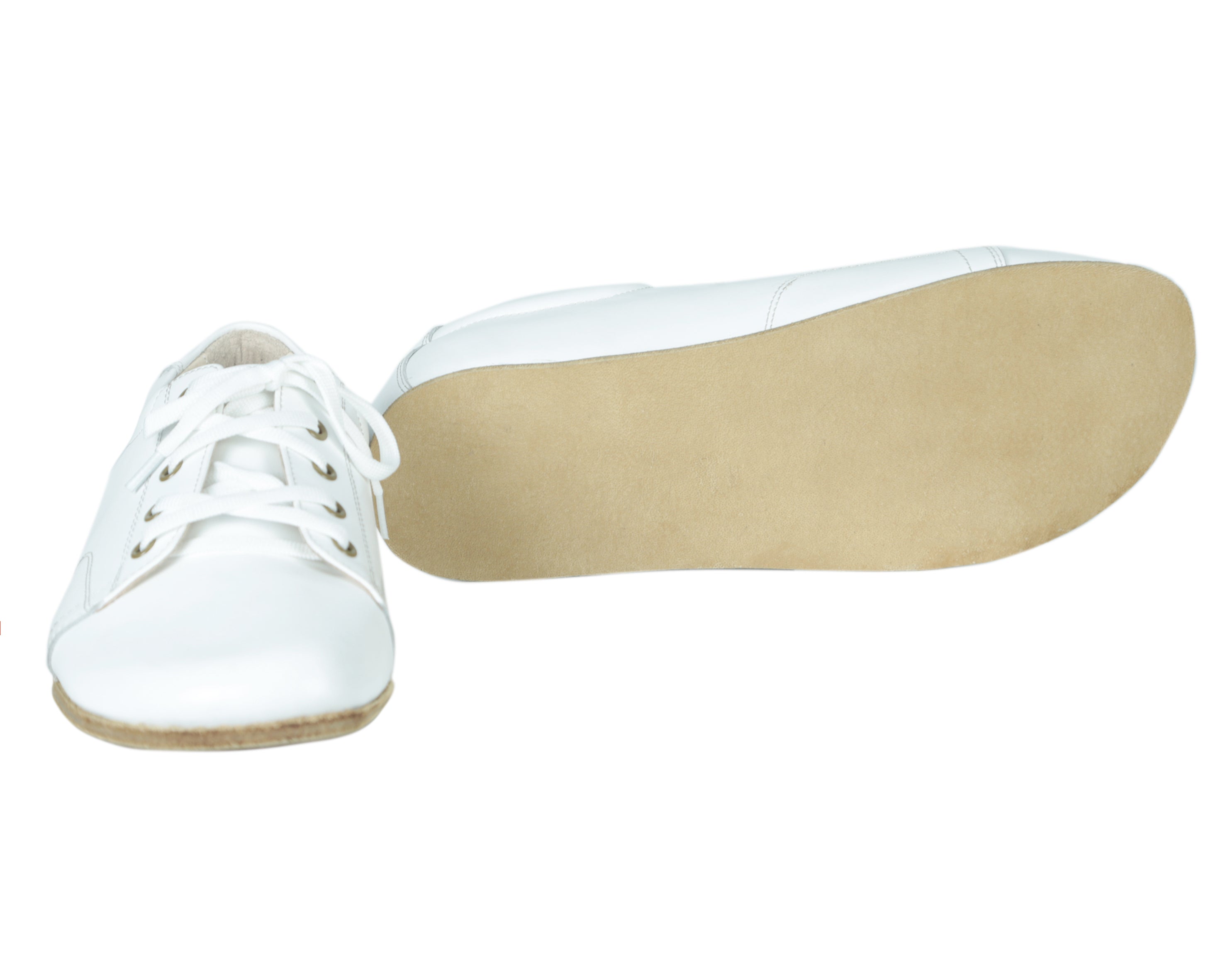 White Sneaker Wide Barefoot Smooth Leather Handmade Shoes