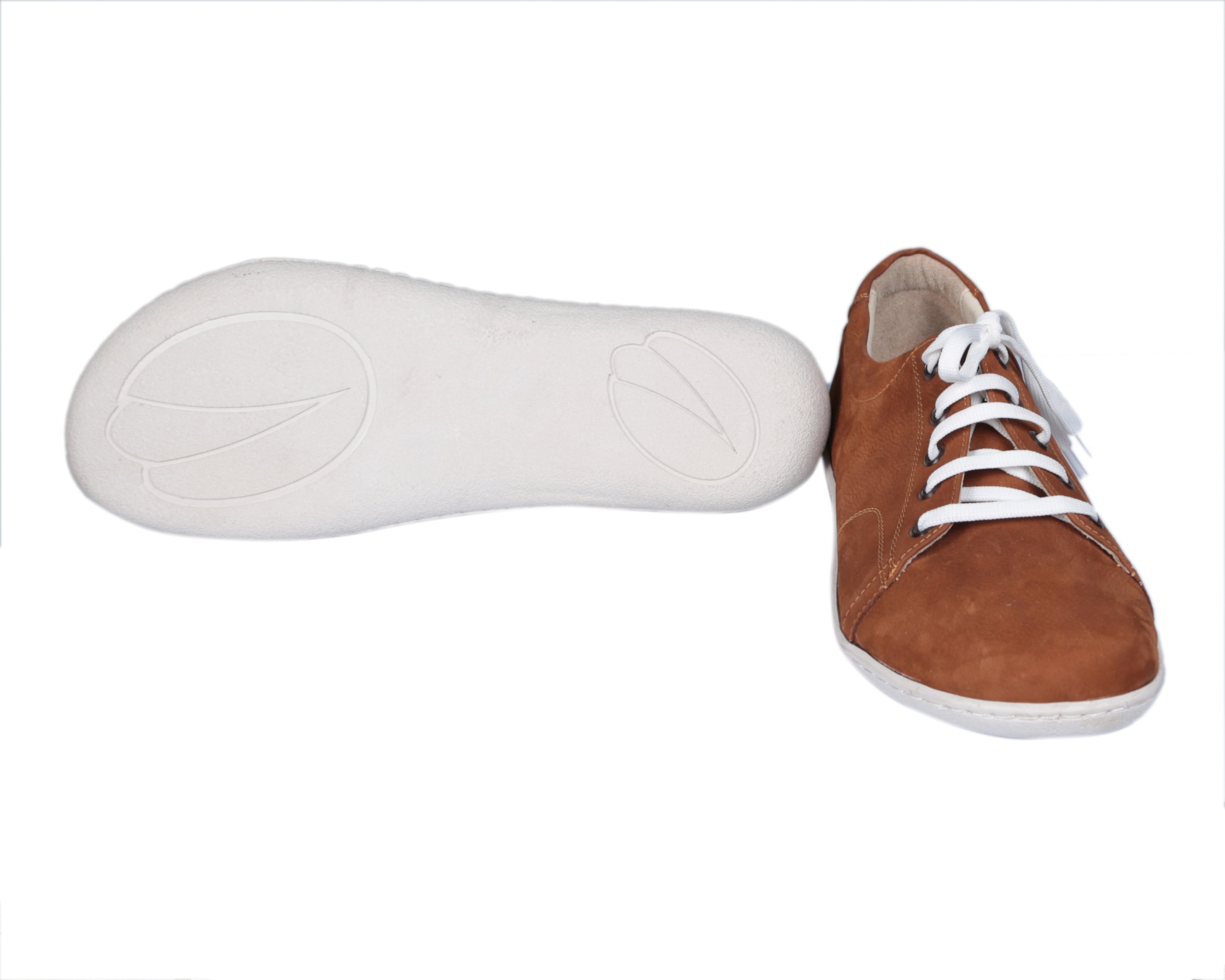 Tan SNEAKER Wide Barefoot Shoes Nubuck Leather Handmade 6mm Rubber Outsole 
