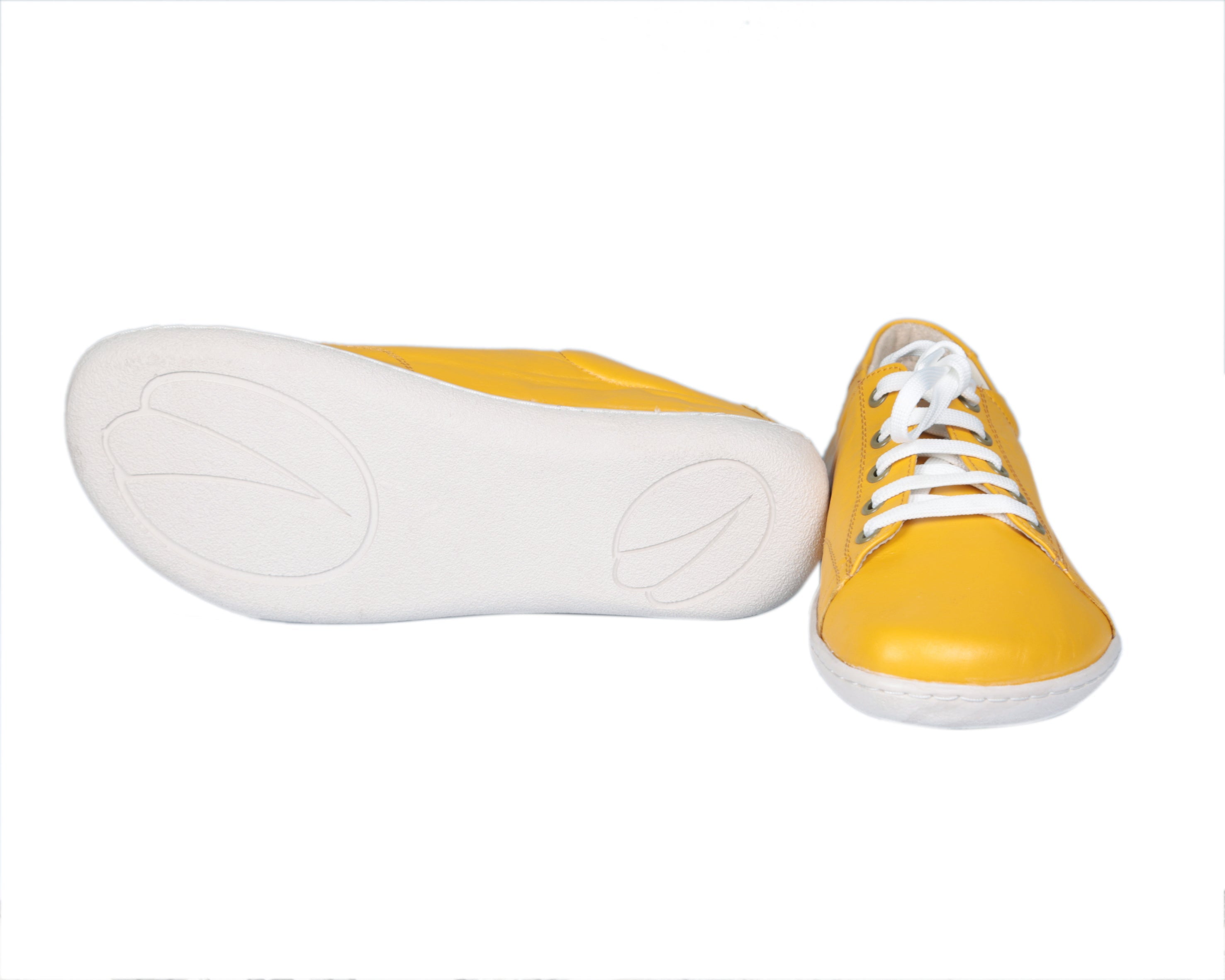 Yellow SNEAKER Wide Barefoot Shoes Smooth Leather Handmade 6mm Rubber Outsole 