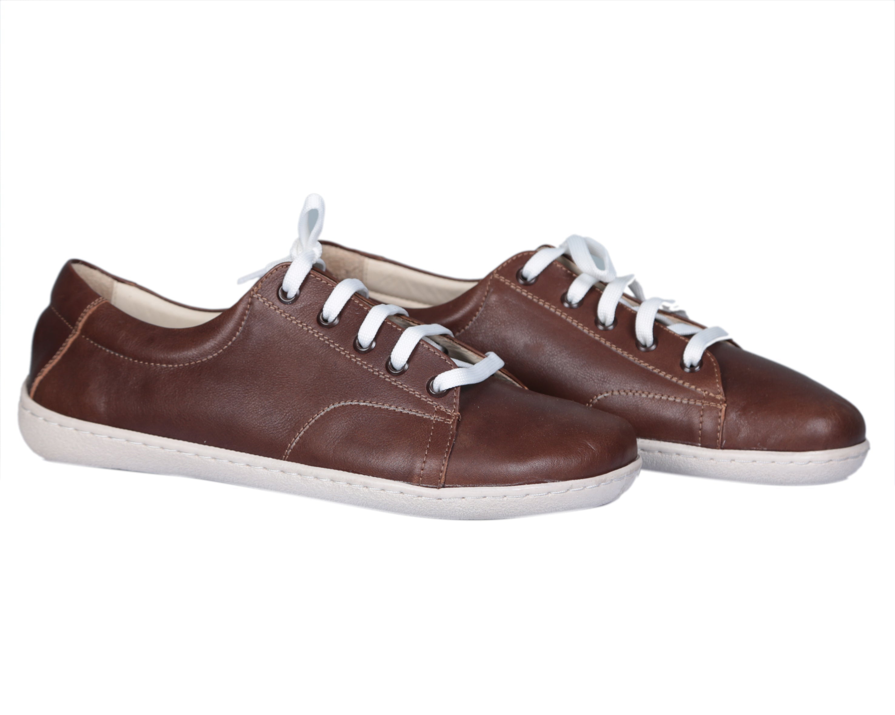 Dark Brown SNEAKER Wide Barefoot Shoes Smooth Leather Handmade 6mm Rubber Outsole 