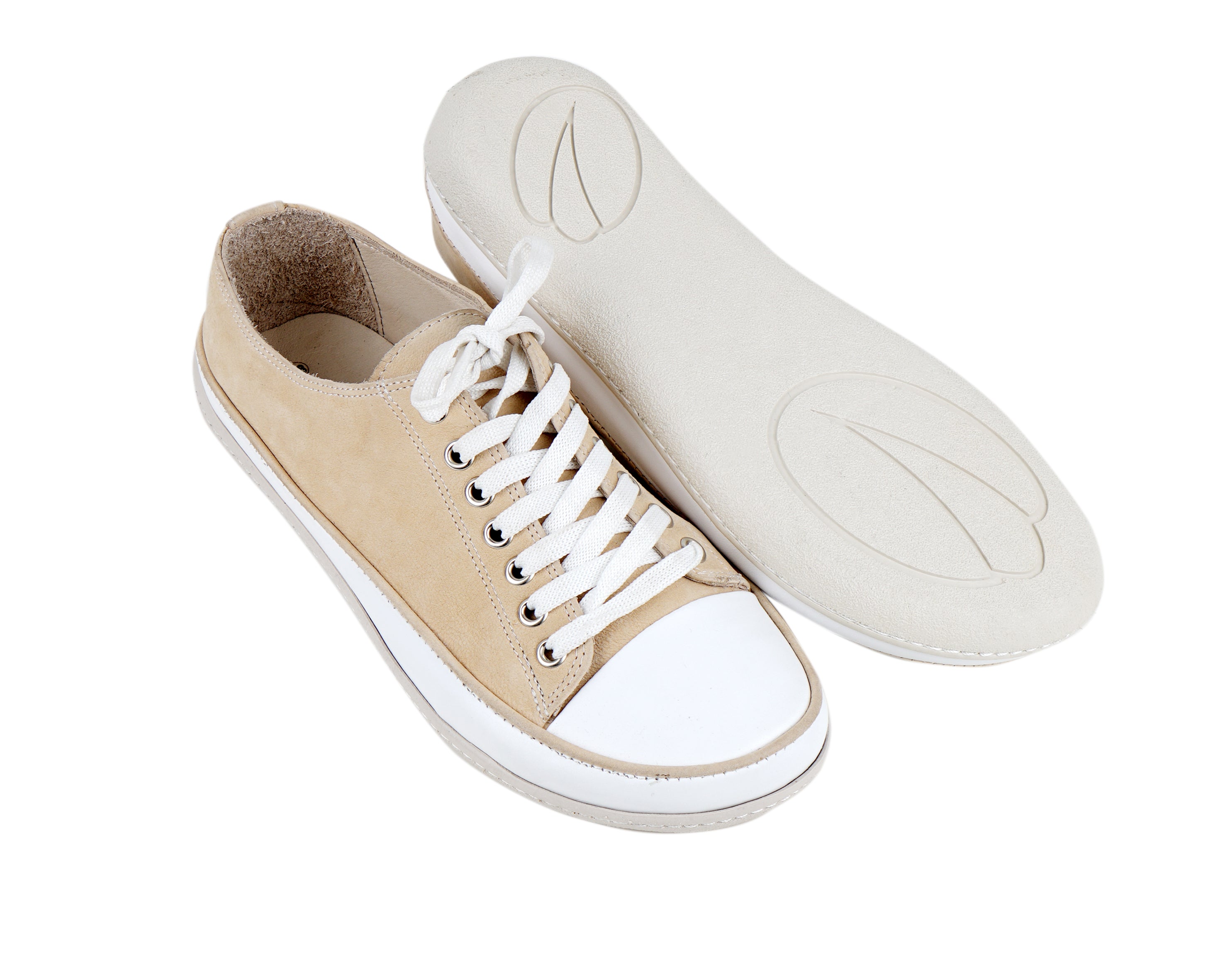 Cream Converse Style Wide Barefoot Shoes Nubuck Leather Handmade Rubber Outsole