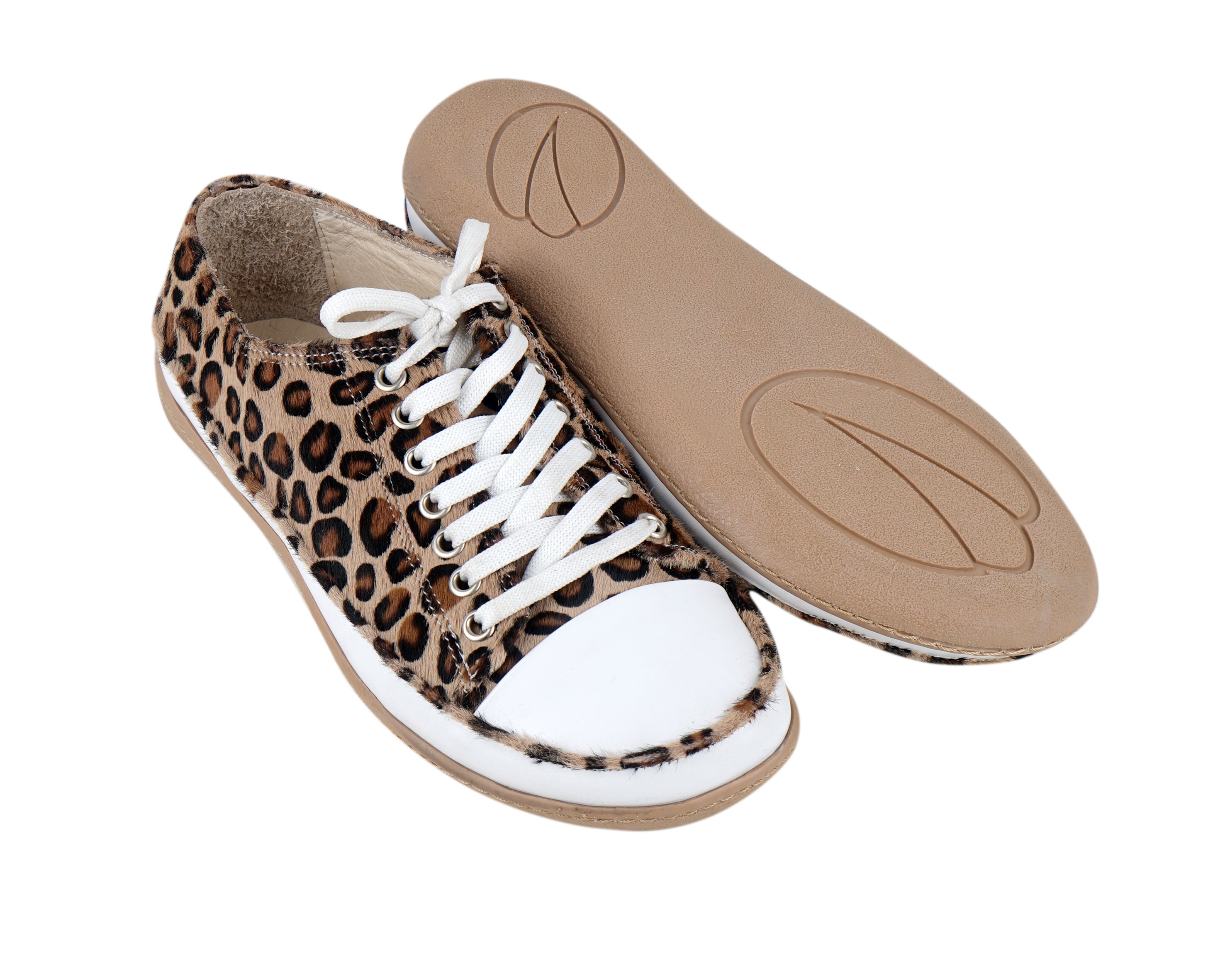 Leopard Converse Style Wide Barefoot Shoes Smooth Leather Handmade Rubber Outsole