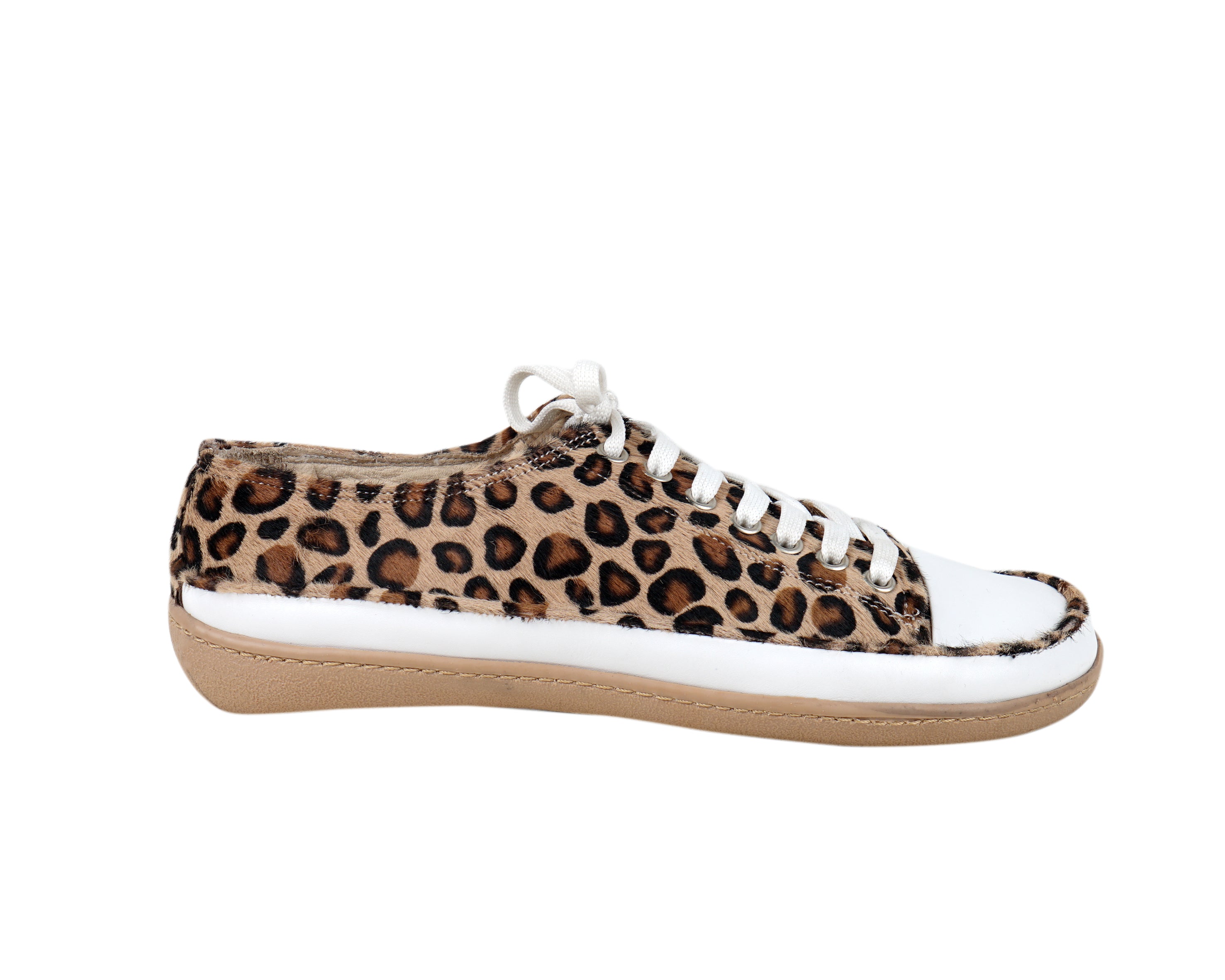 Leopard Converse Style Wide Barefoot Shoes Smooth Leather Handmade Rubber Outsole