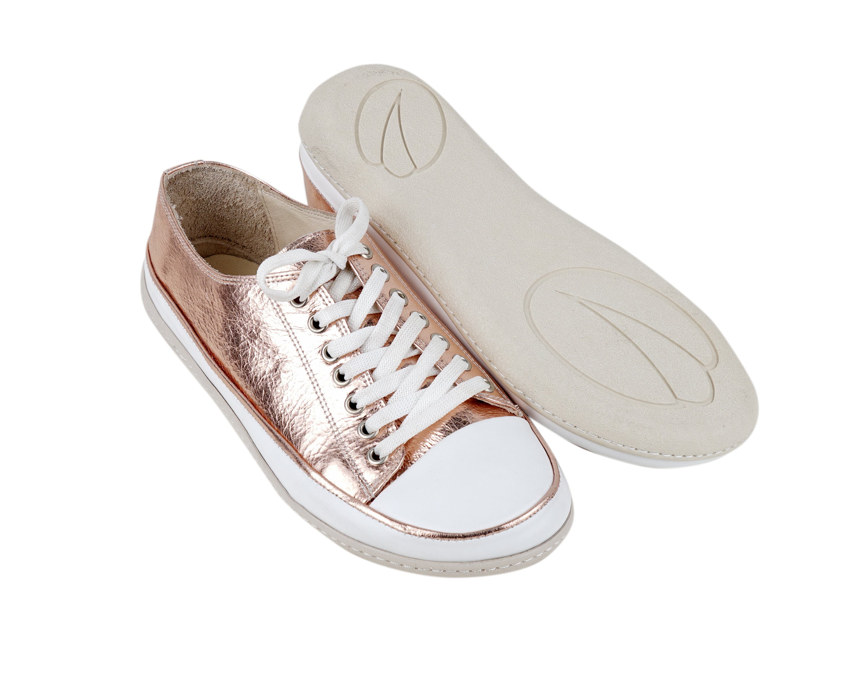 Rose Converse Style Wide Barefoot Shoes Smooth Leather Handmade Rubber Outsole