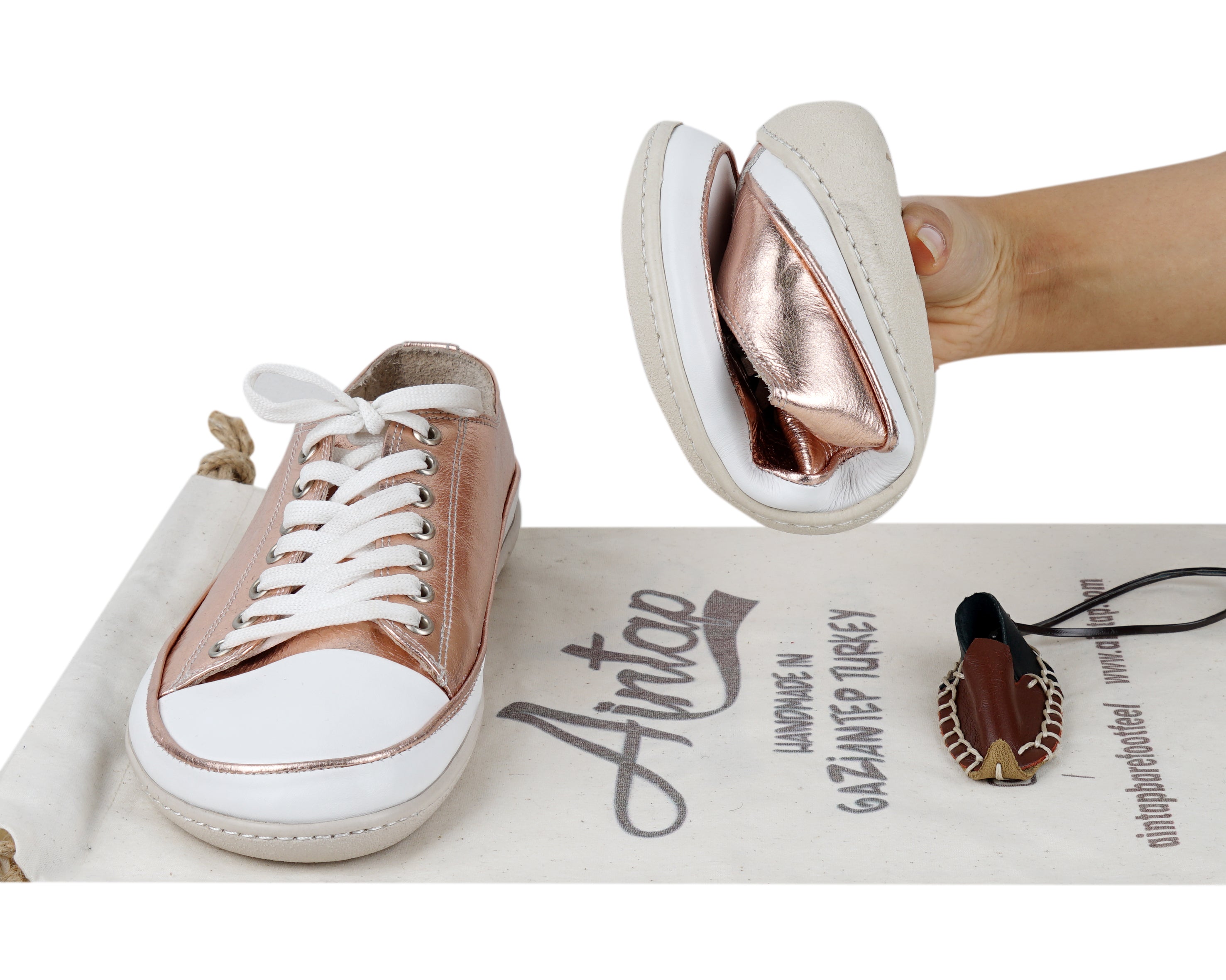 Rose Converse Style Wide Barefoot Shoes Smooth Leather Handmade Rubber Outsole 