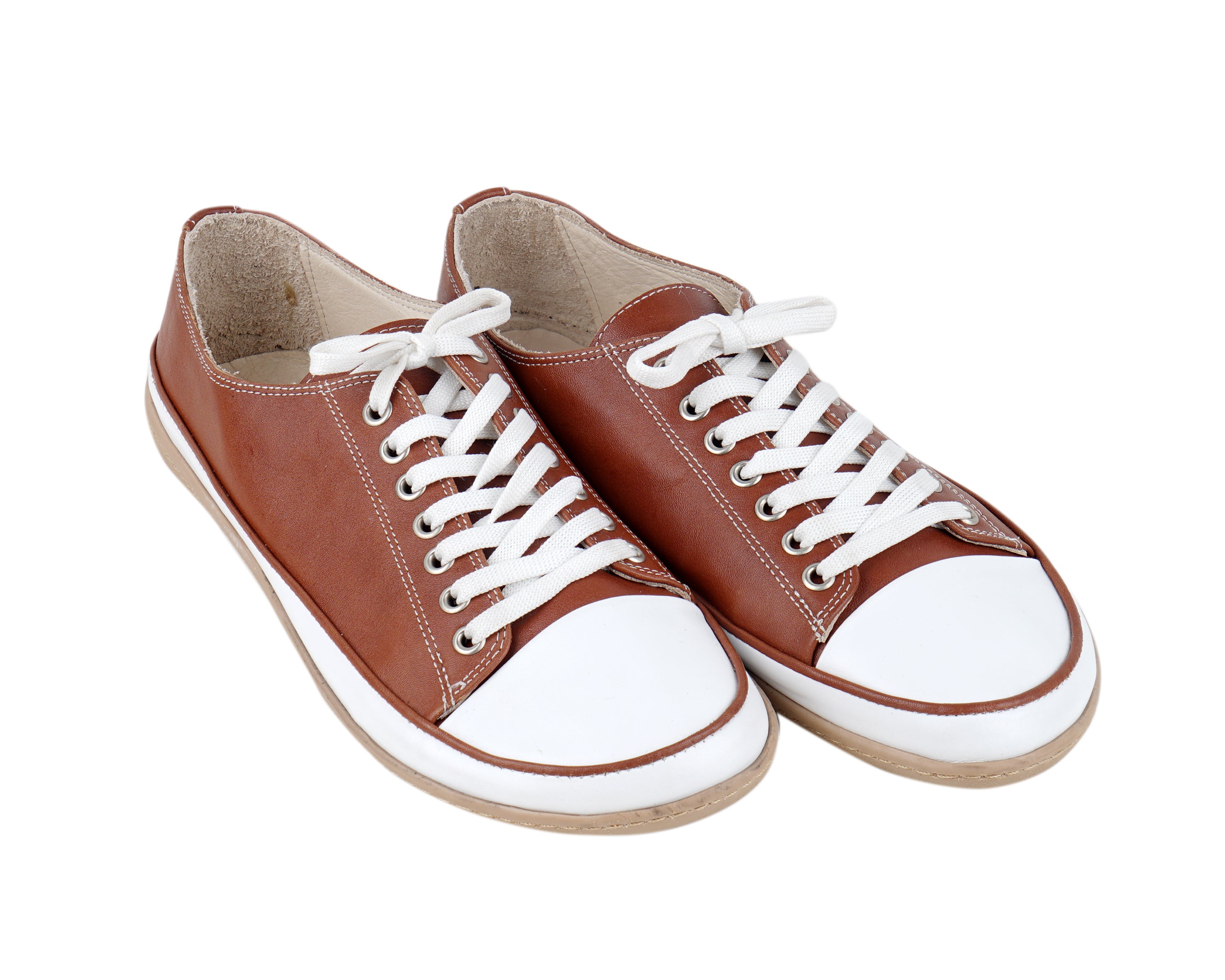 Brown Converse Style Wide Barefoot Shoes Smooth Leather Handmade Rubber Outsole ürününün kopyası ürününün kopyası