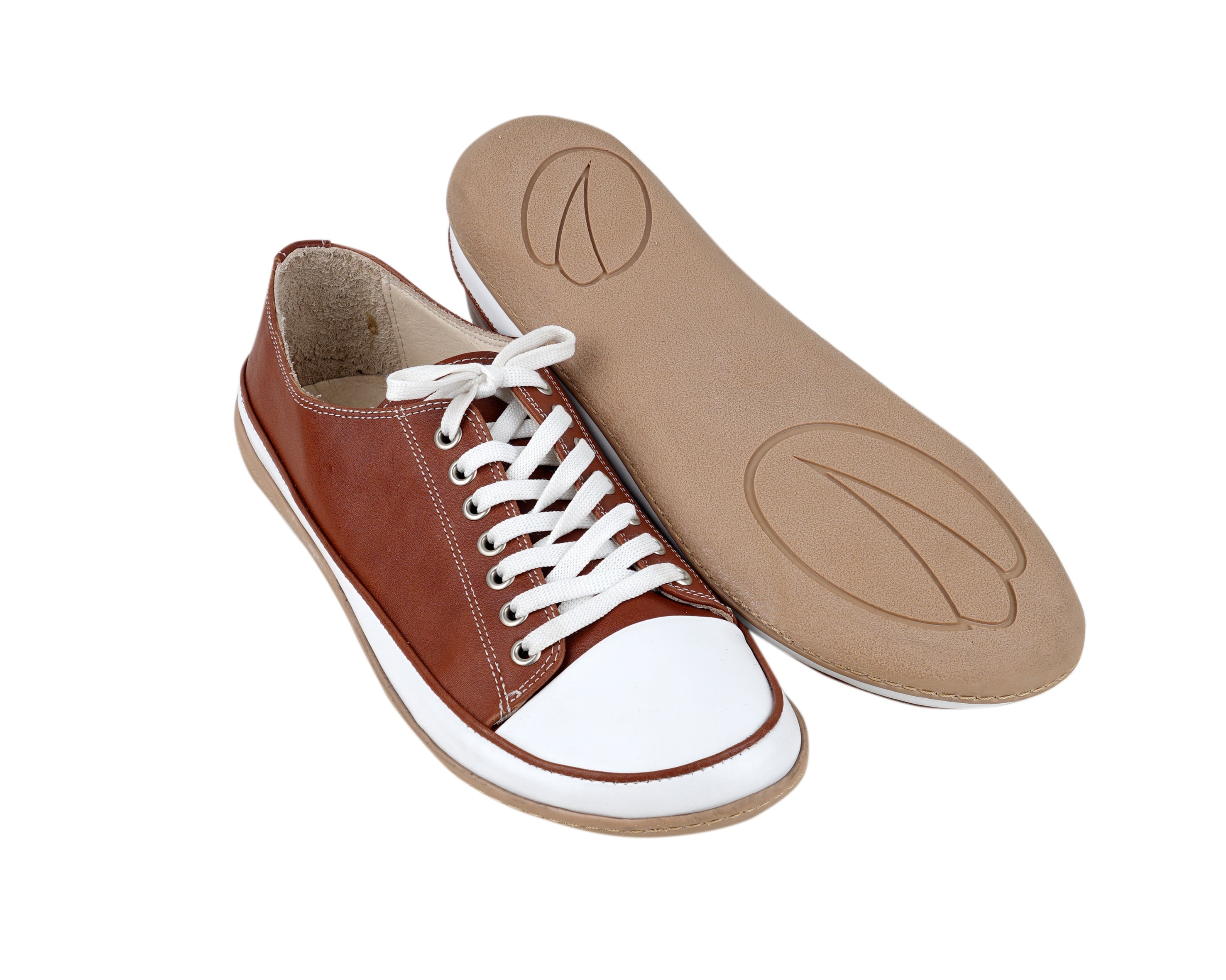Brown Converse Style Wide Barefoot Shoes Smooth Leather Handmade Rubber Outsole ürününün kopyası ürününün kopyası 