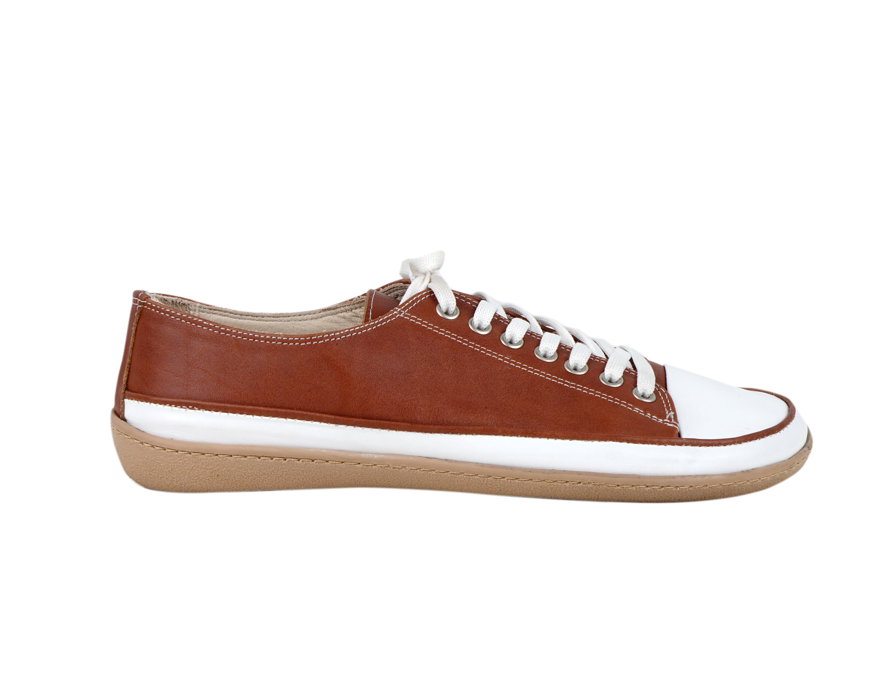 Brown Converse Style Wide Barefoot Shoes Smooth Leather Handmade Rubber Outsole ürününün kopyası ürününün kopyası