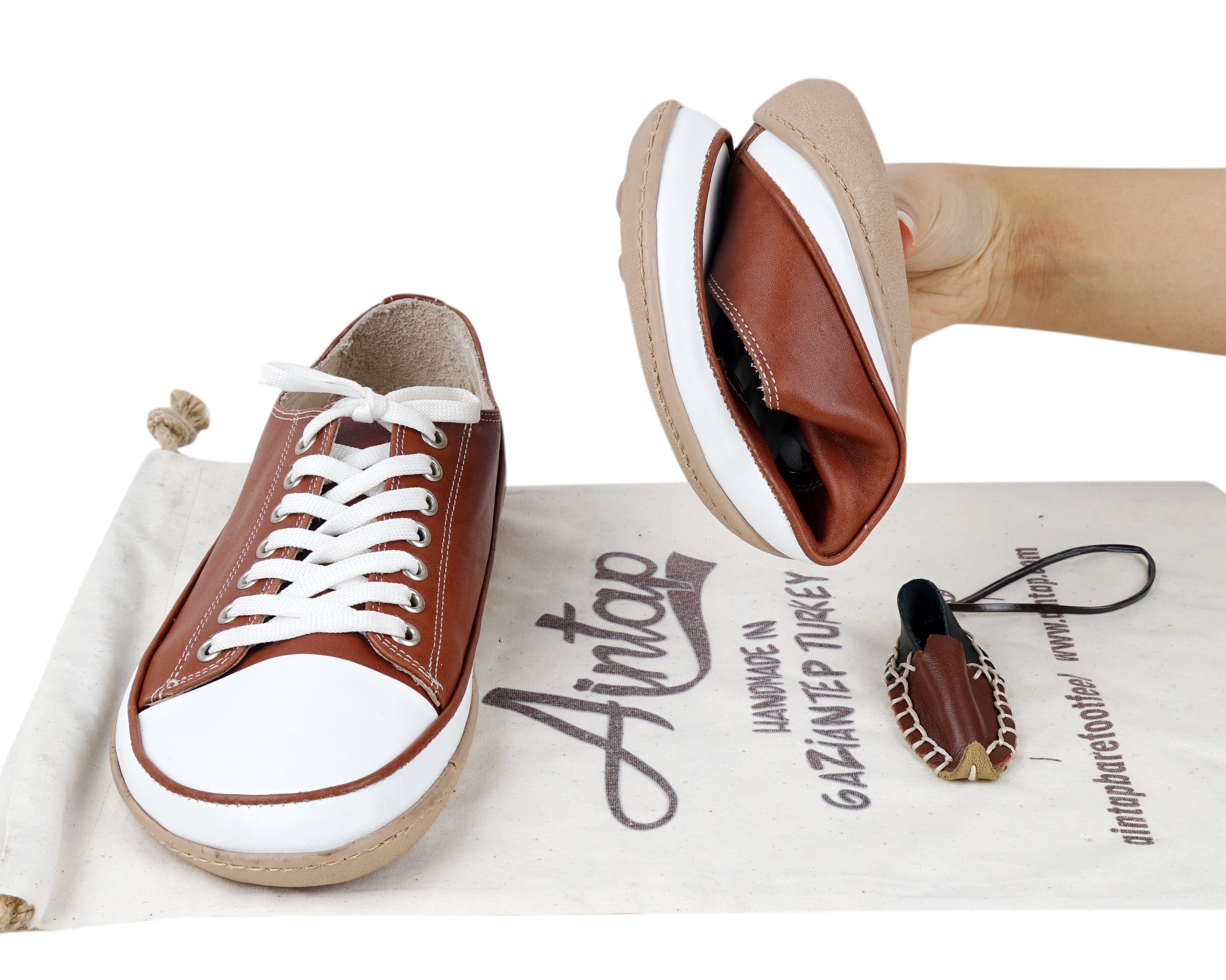 Brown Converse Style Wide Barefoot Shoes Smooth Leather Handmade Rubber Outsole ürününün kopyası ürününün kopyası