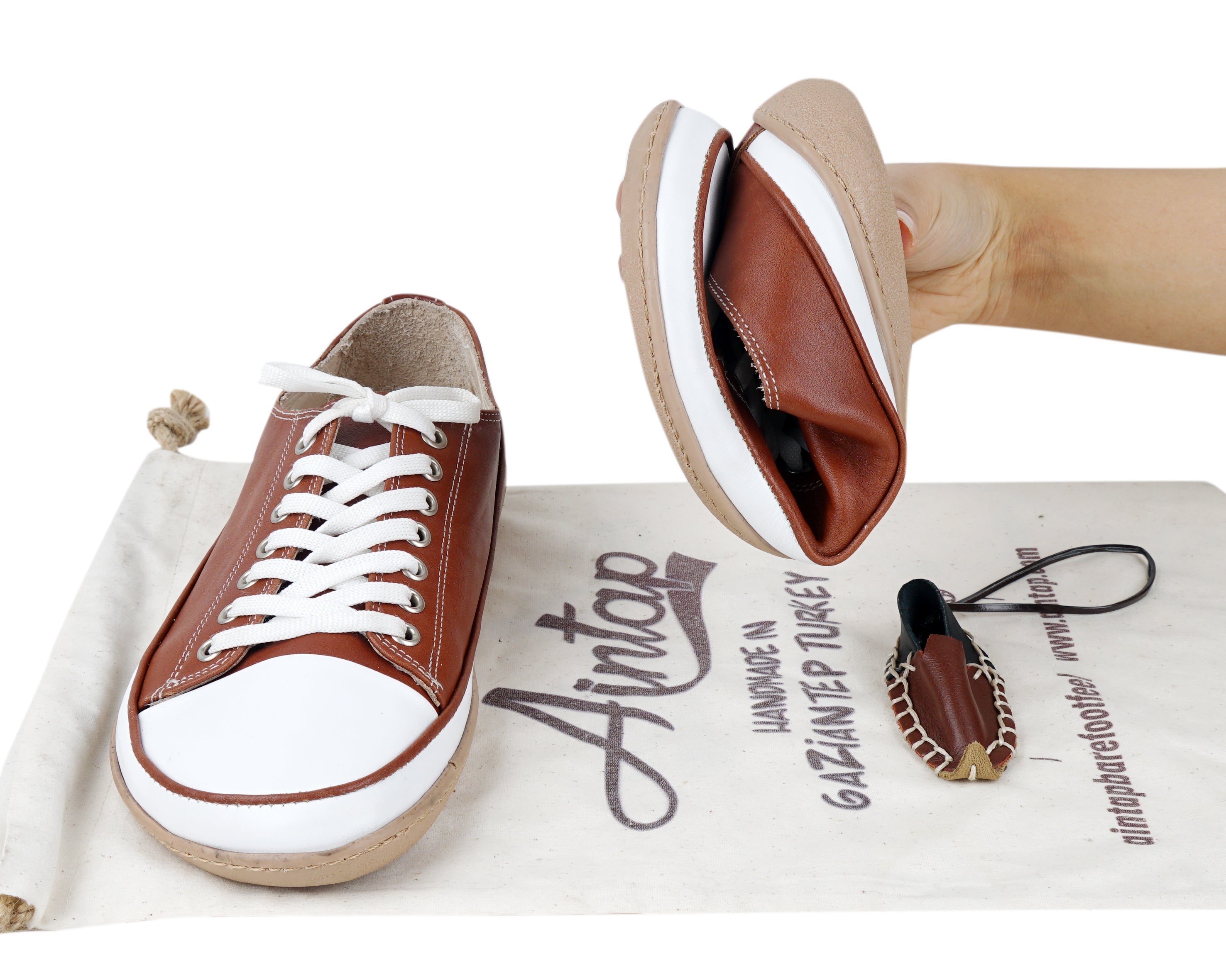 Brown Converse Style Wide Barefoot Shoes Smooth Leather Handmade Rubber Outsole ürününün kopyası ürününün kopyası 