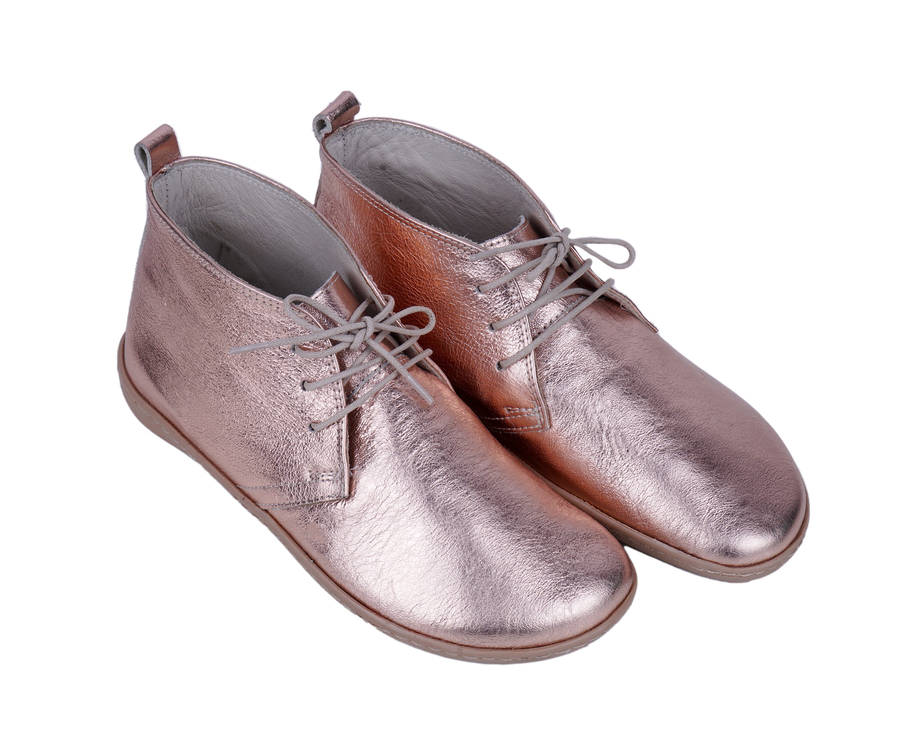 Rose Ankle Boots Wide Barefoot Shoes Smooth Leather Handmade 6mm Rubber Outsole 