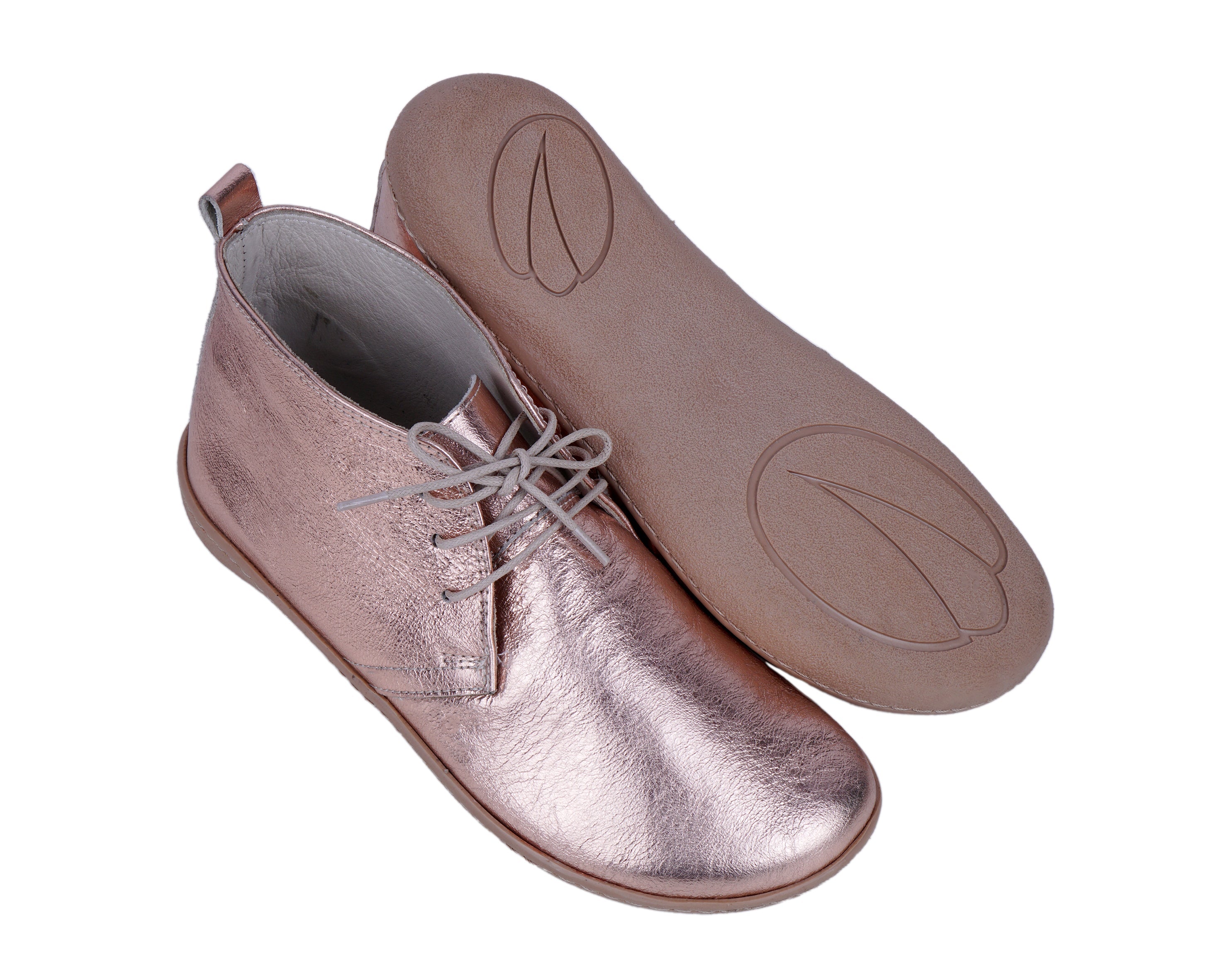 Rose Ankle Boots Wide Barefoot Shoes Smooth Leather Handmade 6mm Rubber Outsole 