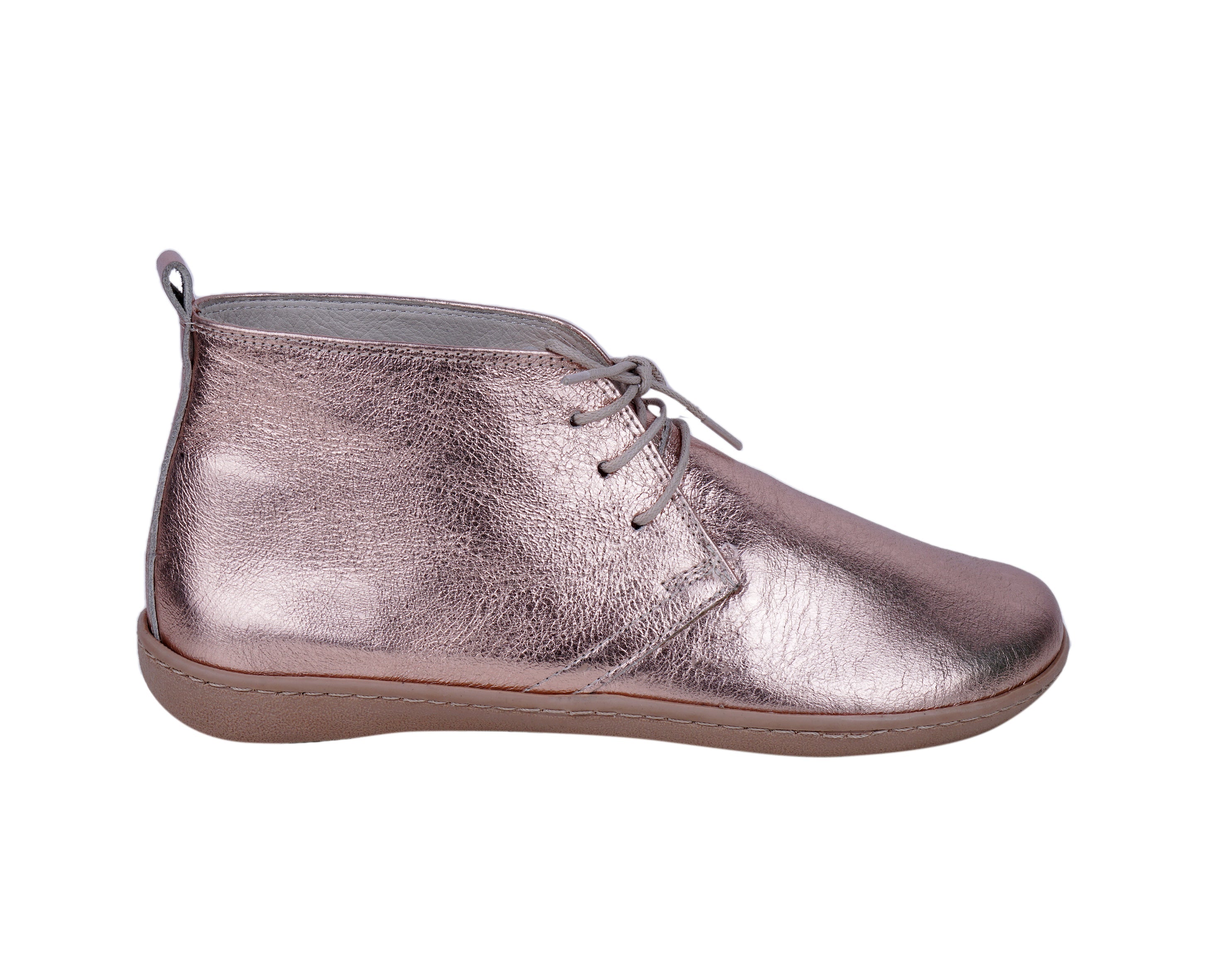 Rose Ankle Boots Wide Barefoot Shoes Smooth Leather Handmade 6mm Rubber Outsole 