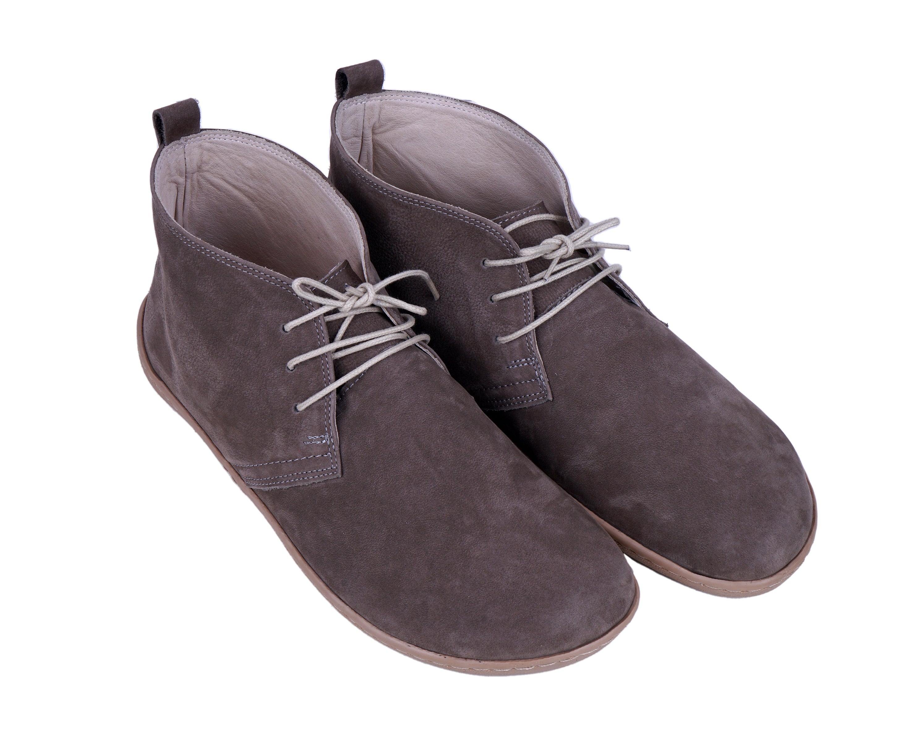 Smoked Ankle Boots Wide Barefoot Shoes Nubuck Leather Handmade Rubber Outsole 