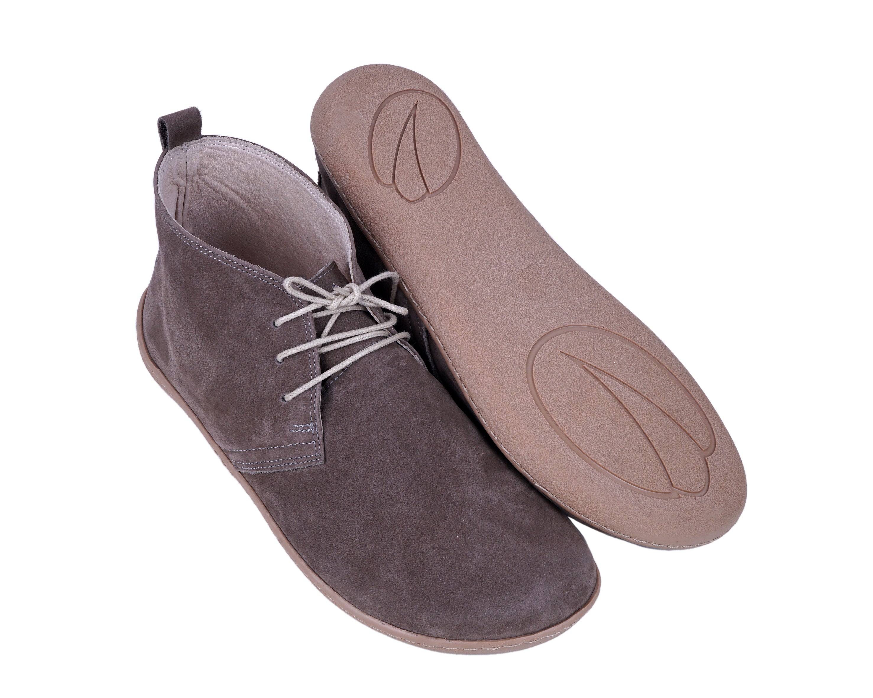 Smoked Ankle Boots Wide Barefoot Shoes Nubuck Leather Handmade Rubber Outsole 