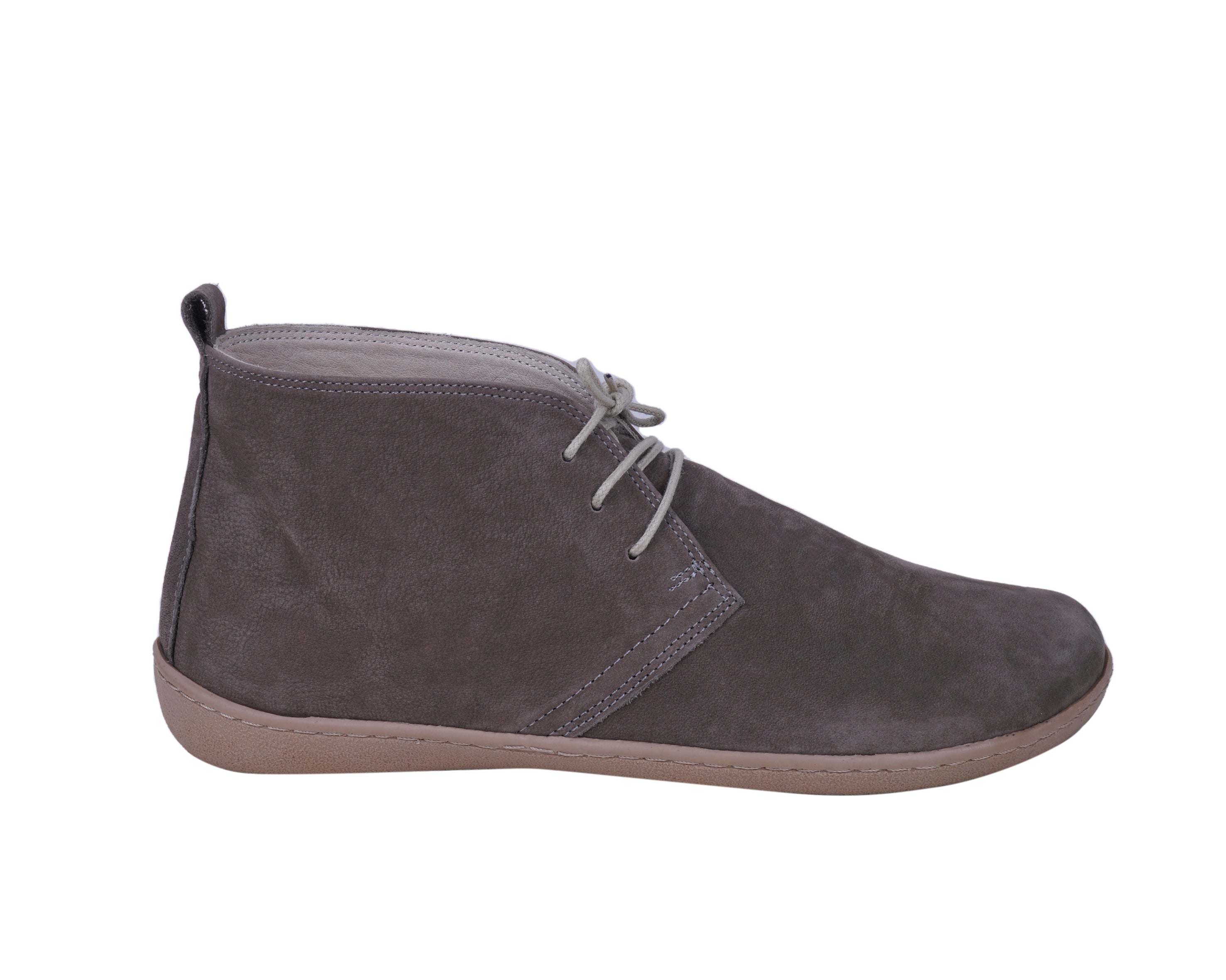 Smoked Ankle Boots Wide Barefoot Shoes Nubuck Leather Handmade Rubber Outsole 
