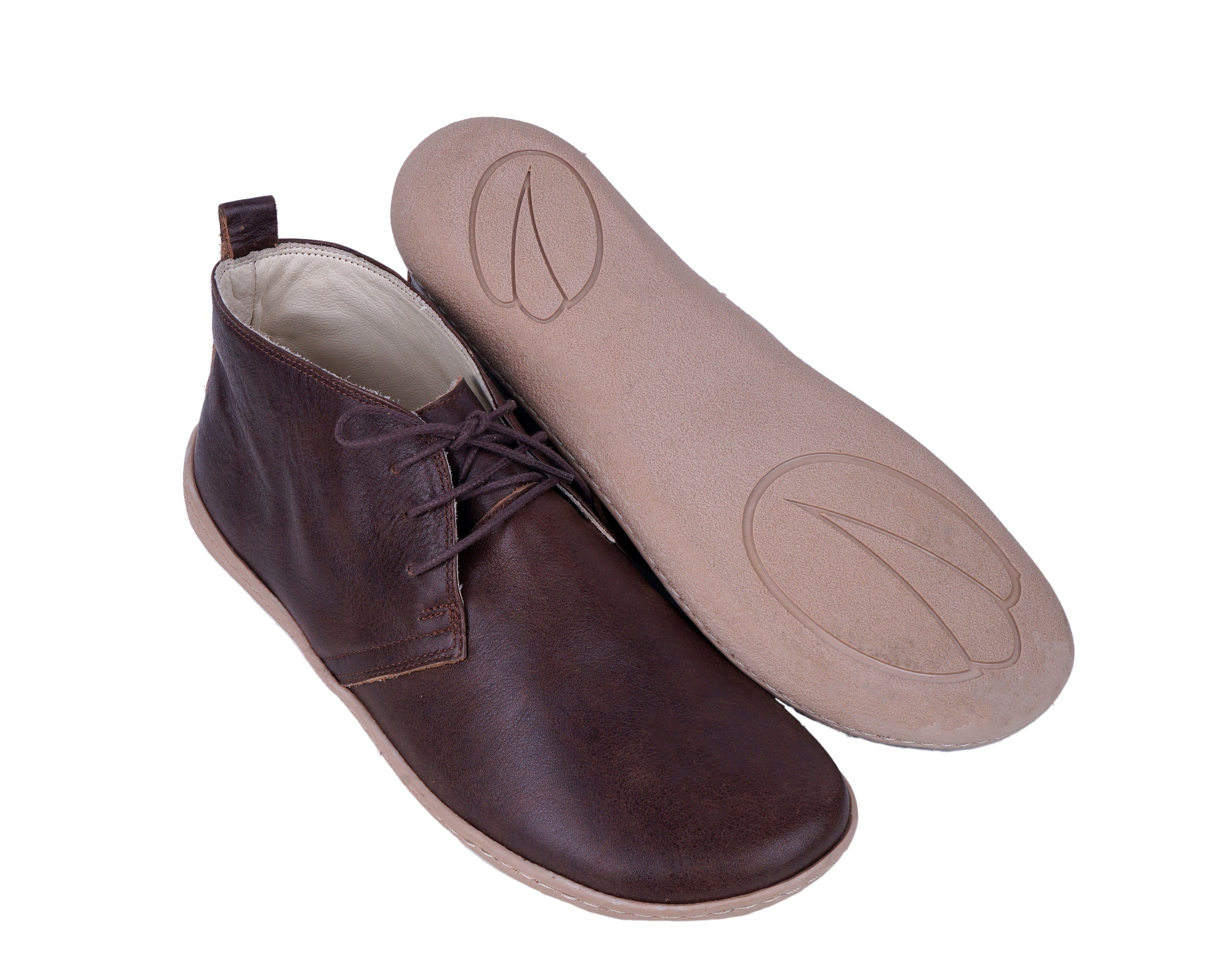 Dark Brown Ankle Boots Wide Barefoot Shoes Smooth Leather Handmade 6mm Rubber Outsole 