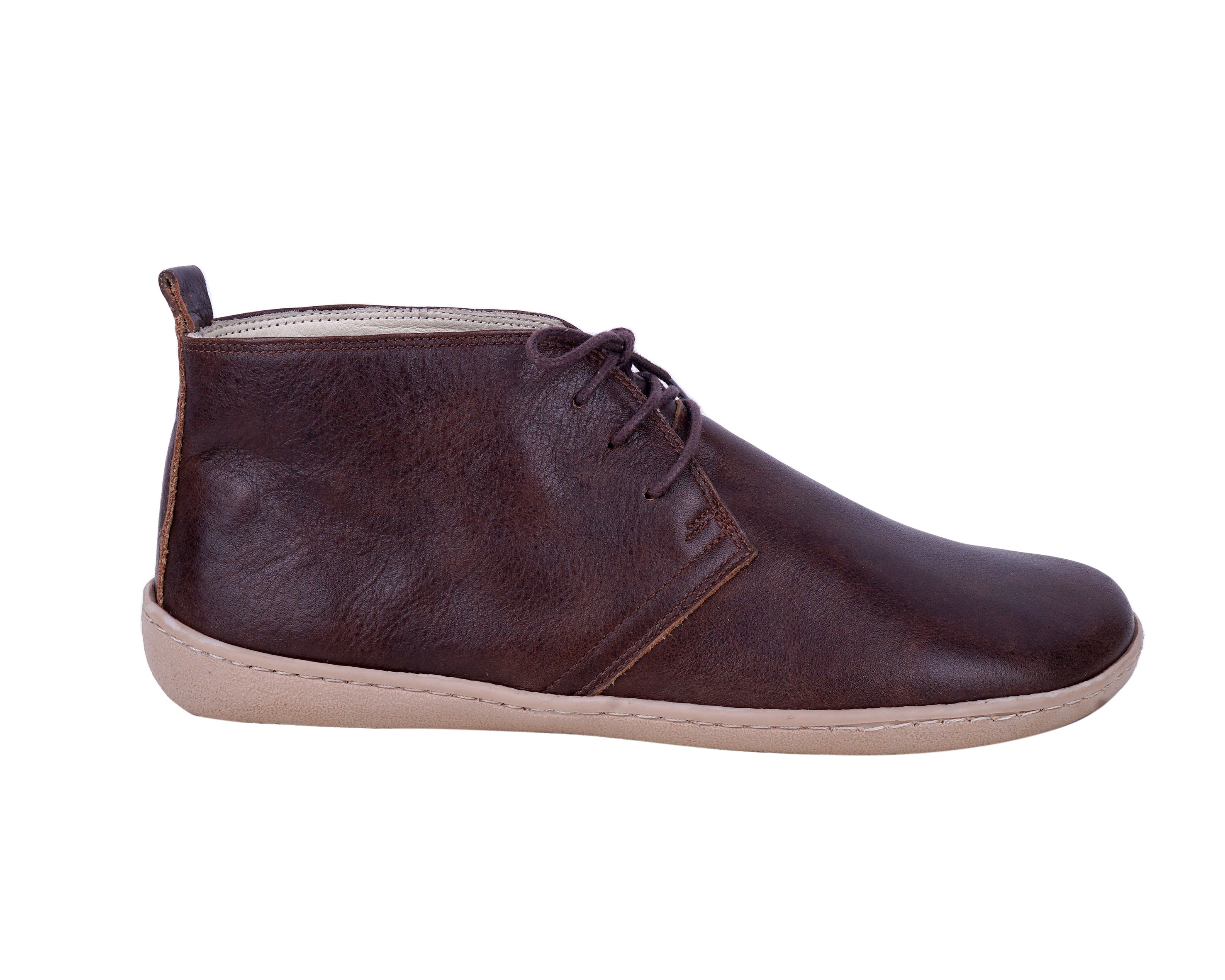 Dark Brown Ankle Boots Wide Barefoot Shoes Smooth Leather Handmade 6mm Rubber Outsole 