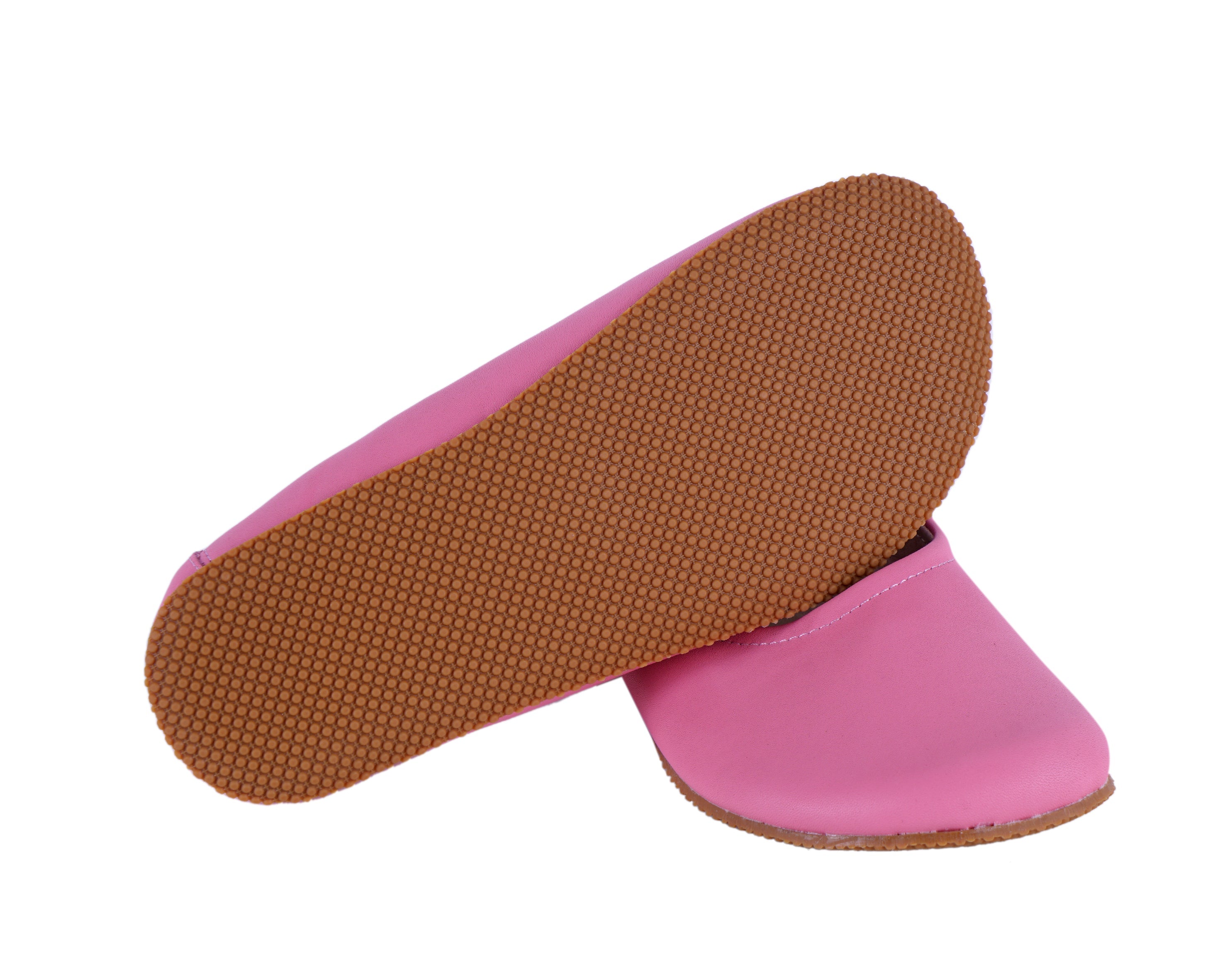 Pink Women Flat Ballets Wide Barefoot Smooth Leather Handmade 