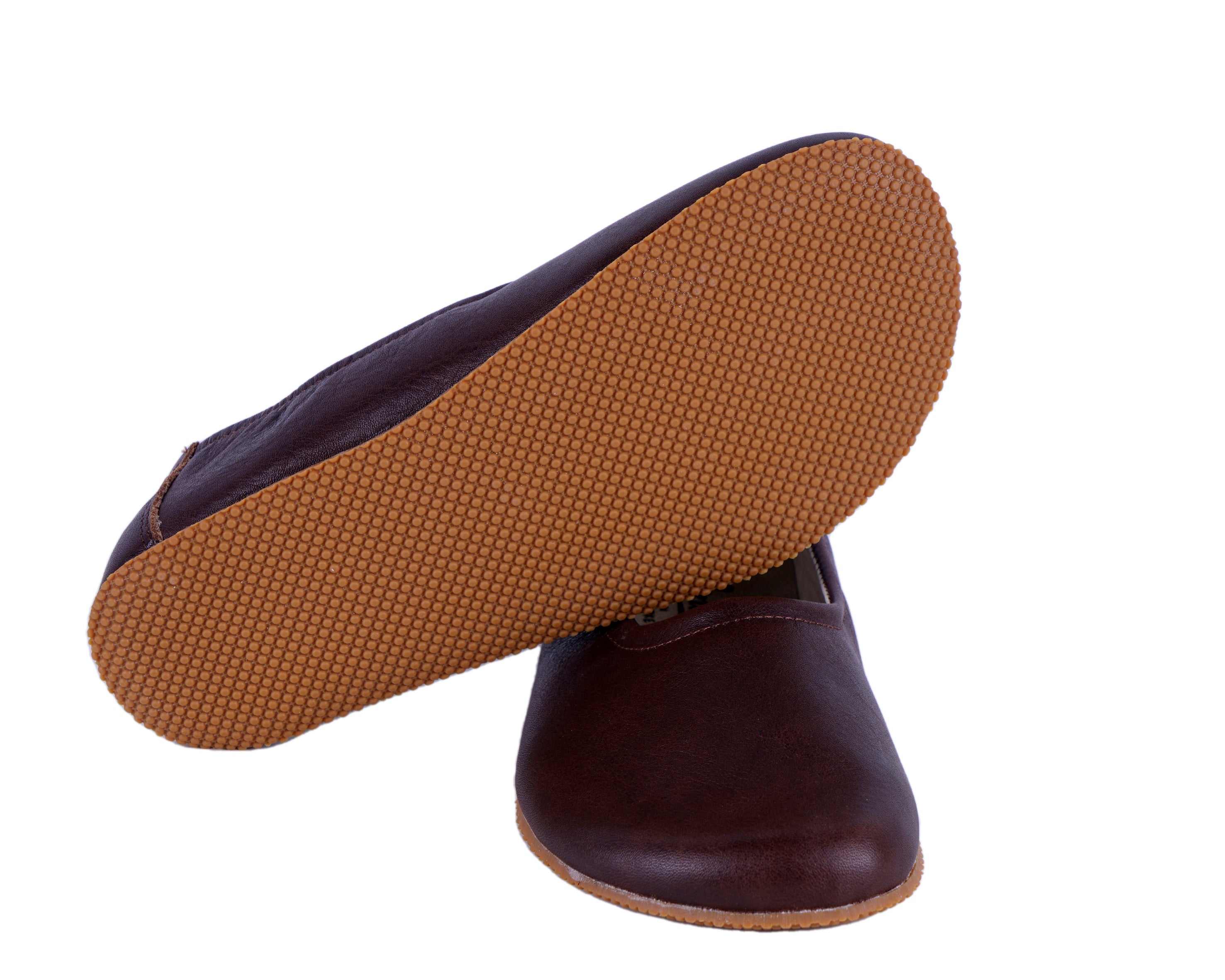 Dark Brown Women Flat Ballets Wide Barefoot Smooth Leather Handmade 