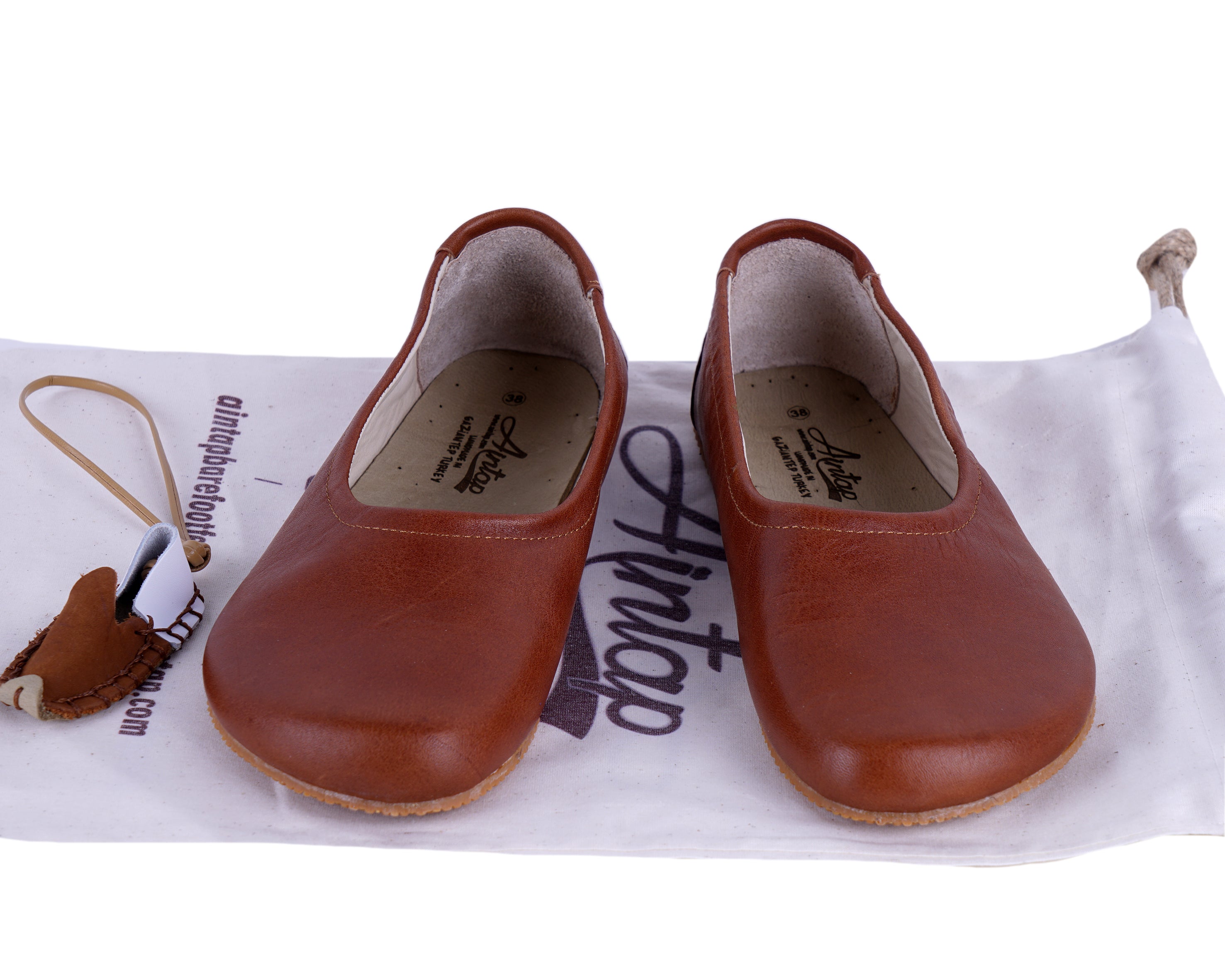 Brown Women Flat Ballets Wide Barefoot Smooth Leather Handmade 