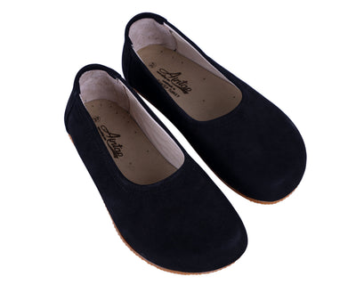 Nubuck Barefoot Ballet Flats — Rubber Sole