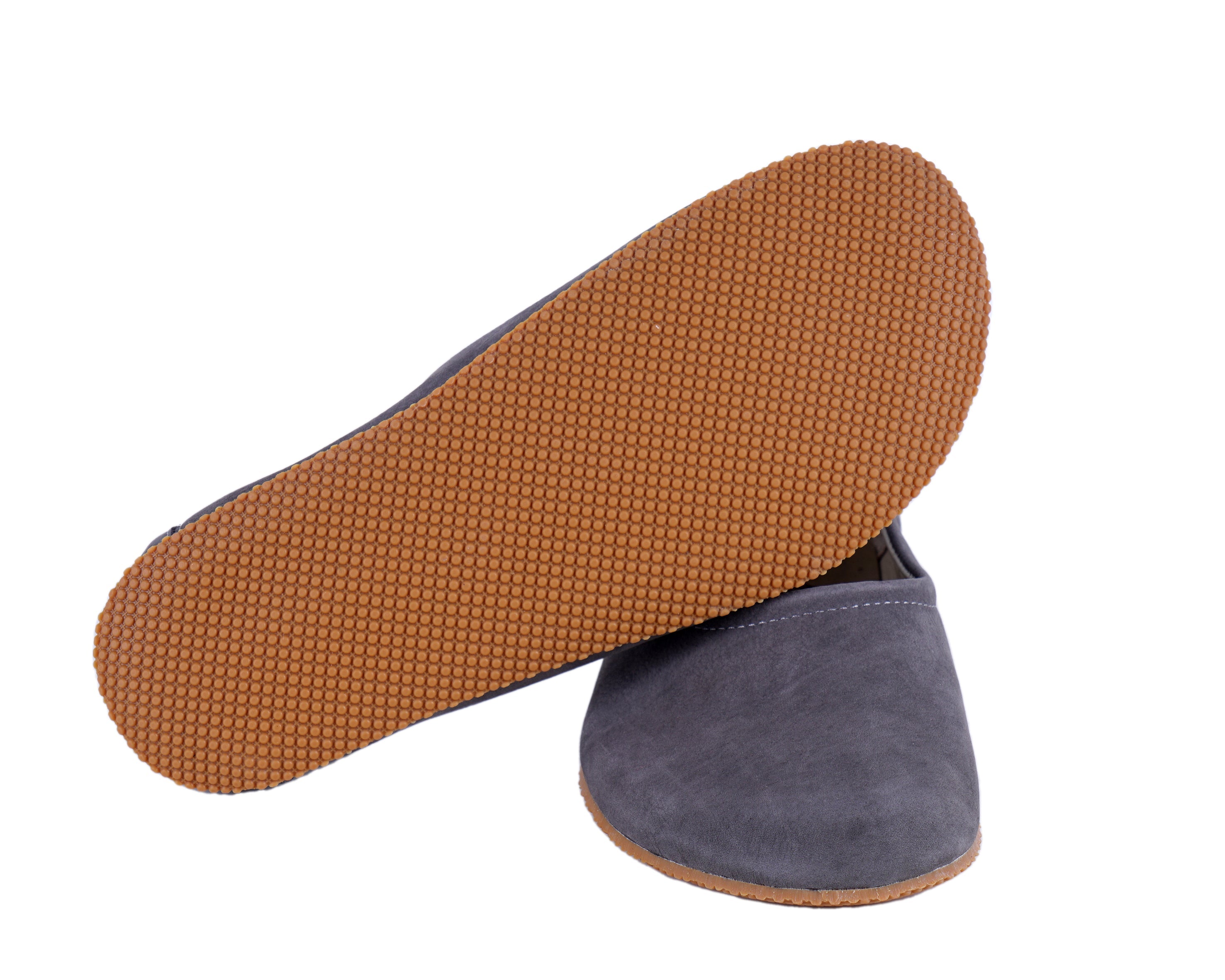 Gray Women Flat Ballets Wide Barefoot Nubuck Leather Handmade 