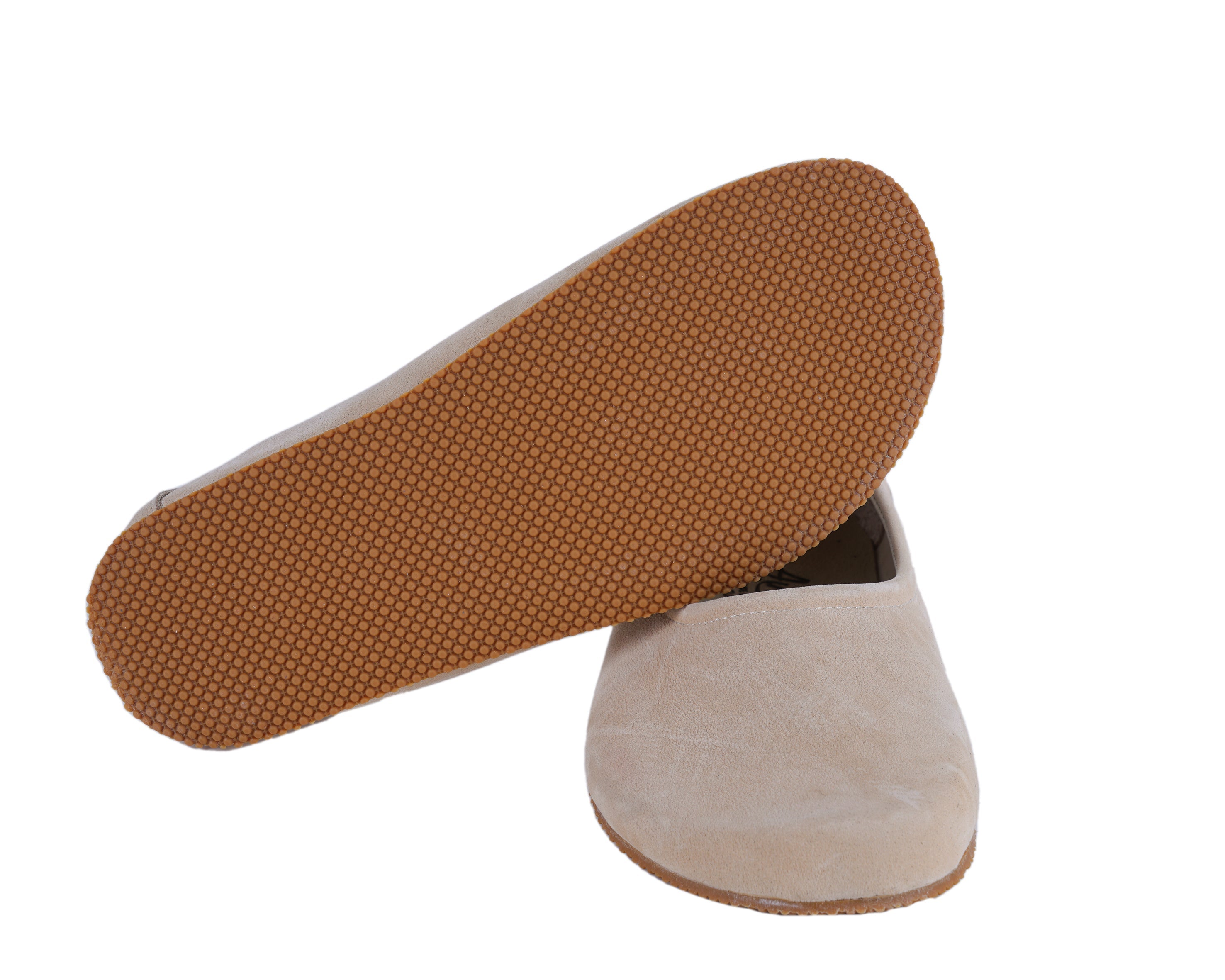 Cream Women Flat Ballets Wide Barefoot Nubuck Leather Handmade 
