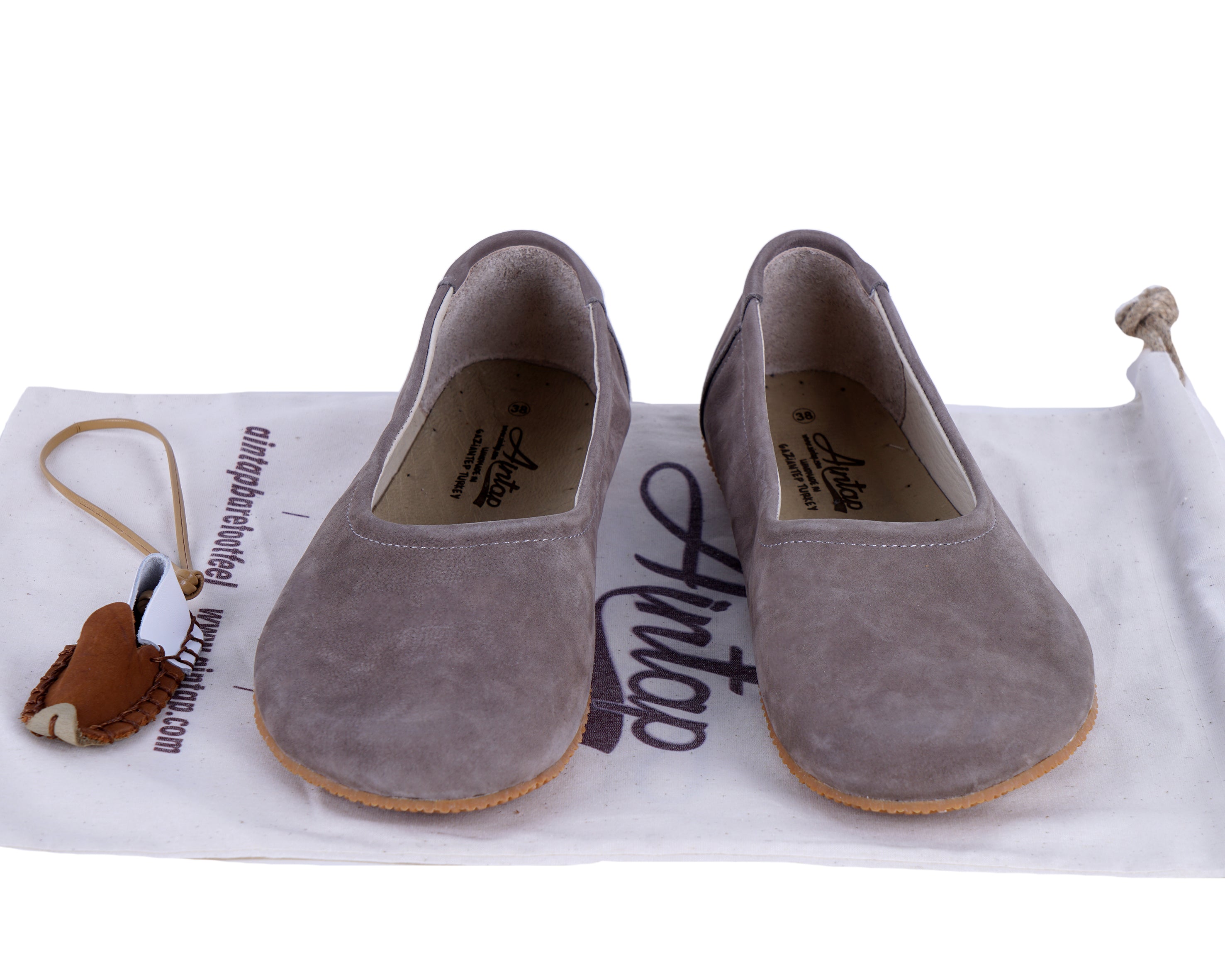 Smoked Women Flat Ballets Wide Barefoot Nubuck Leather Handmade 