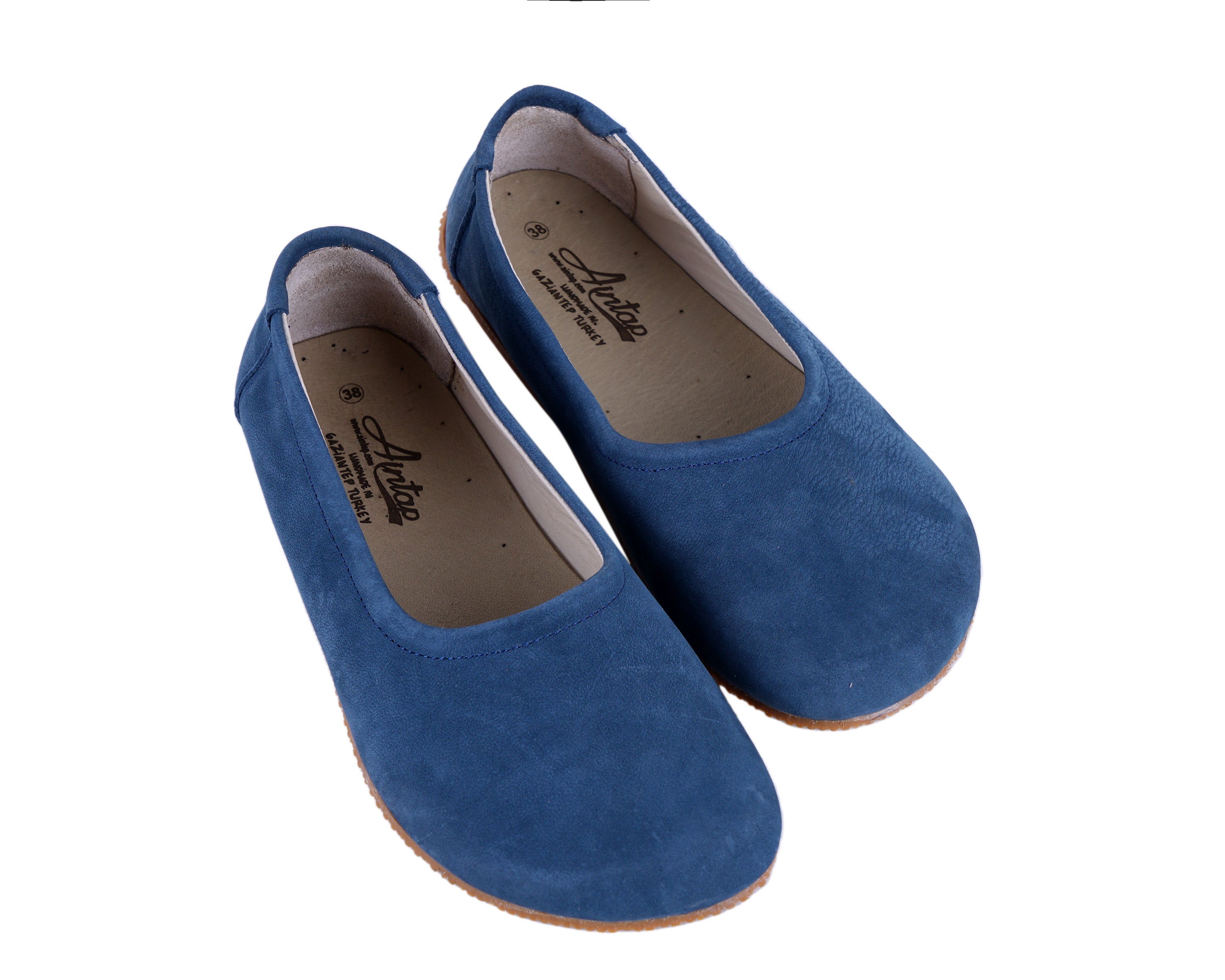 Jeans Women Flat Ballets Wide Barefoot Nubuck Leather Handmade 